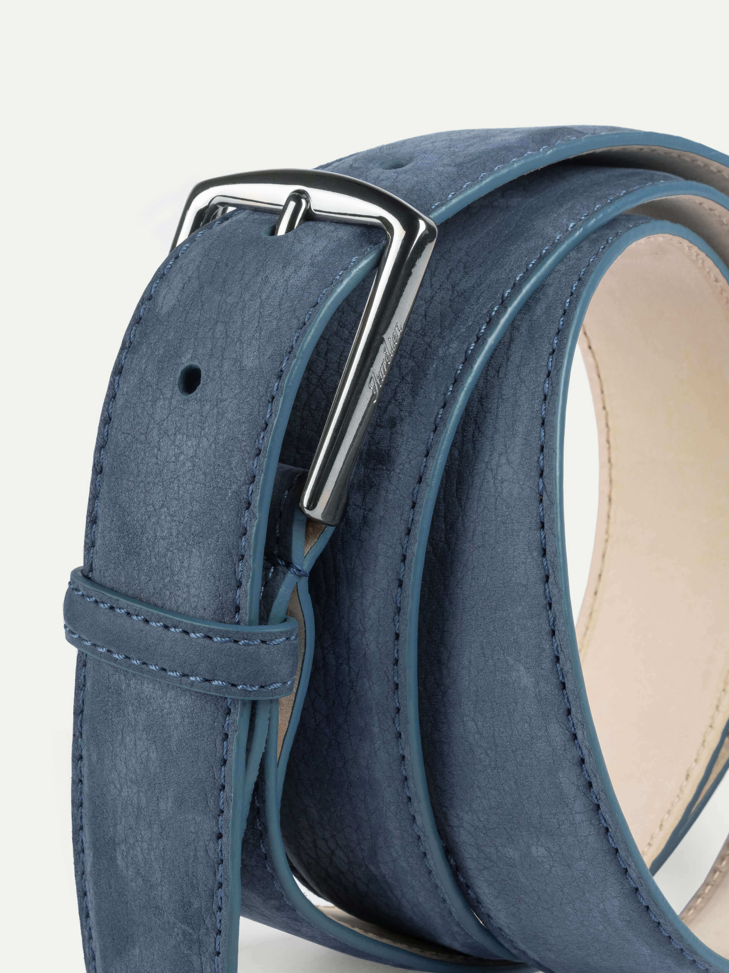 Steel Blue Nubuck Leather Belt