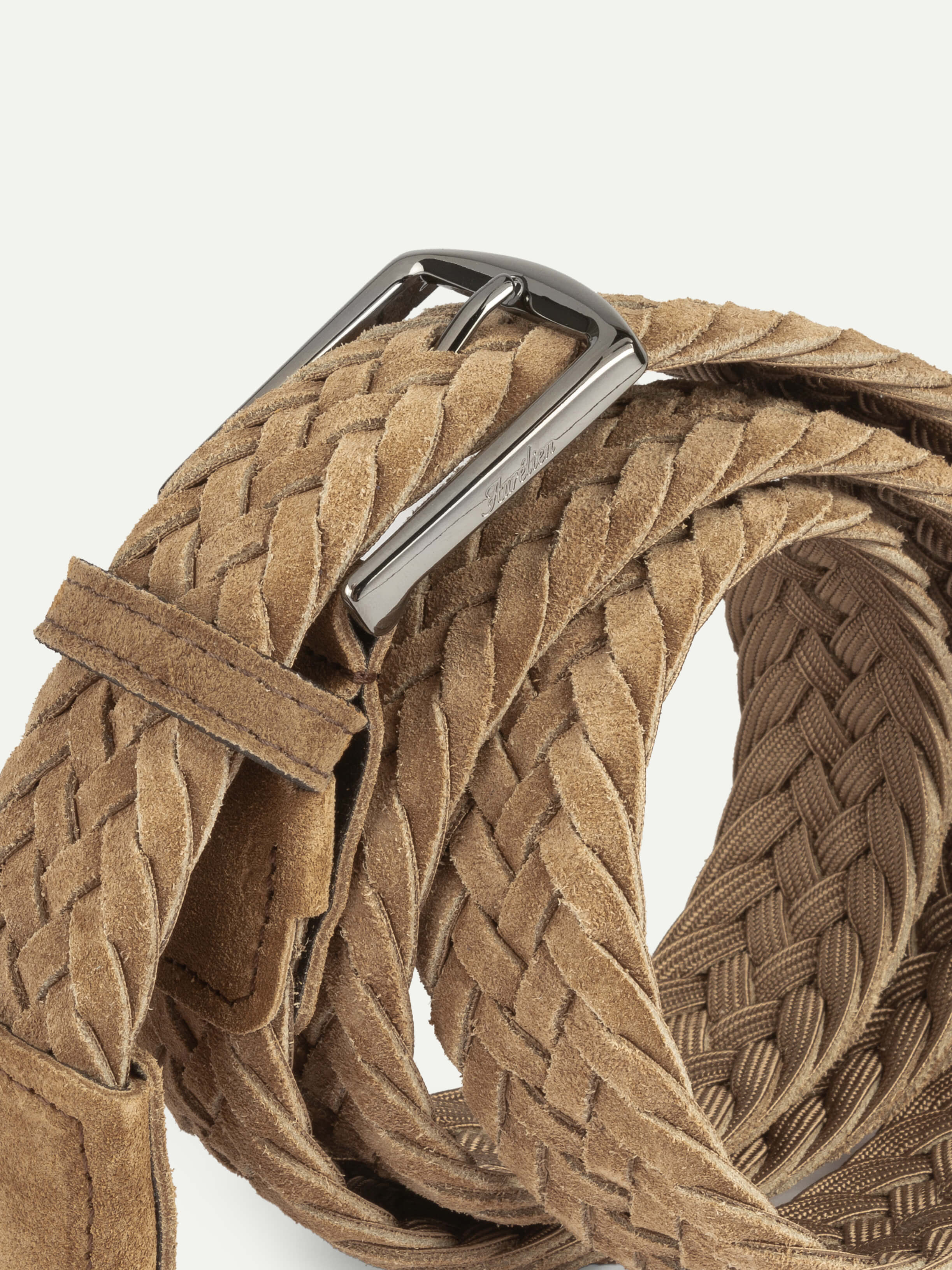 Beige suède gevlochten riem