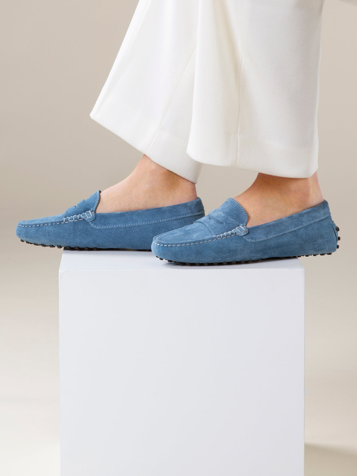 Sapphire Blue Blue Suede Driving Shoes