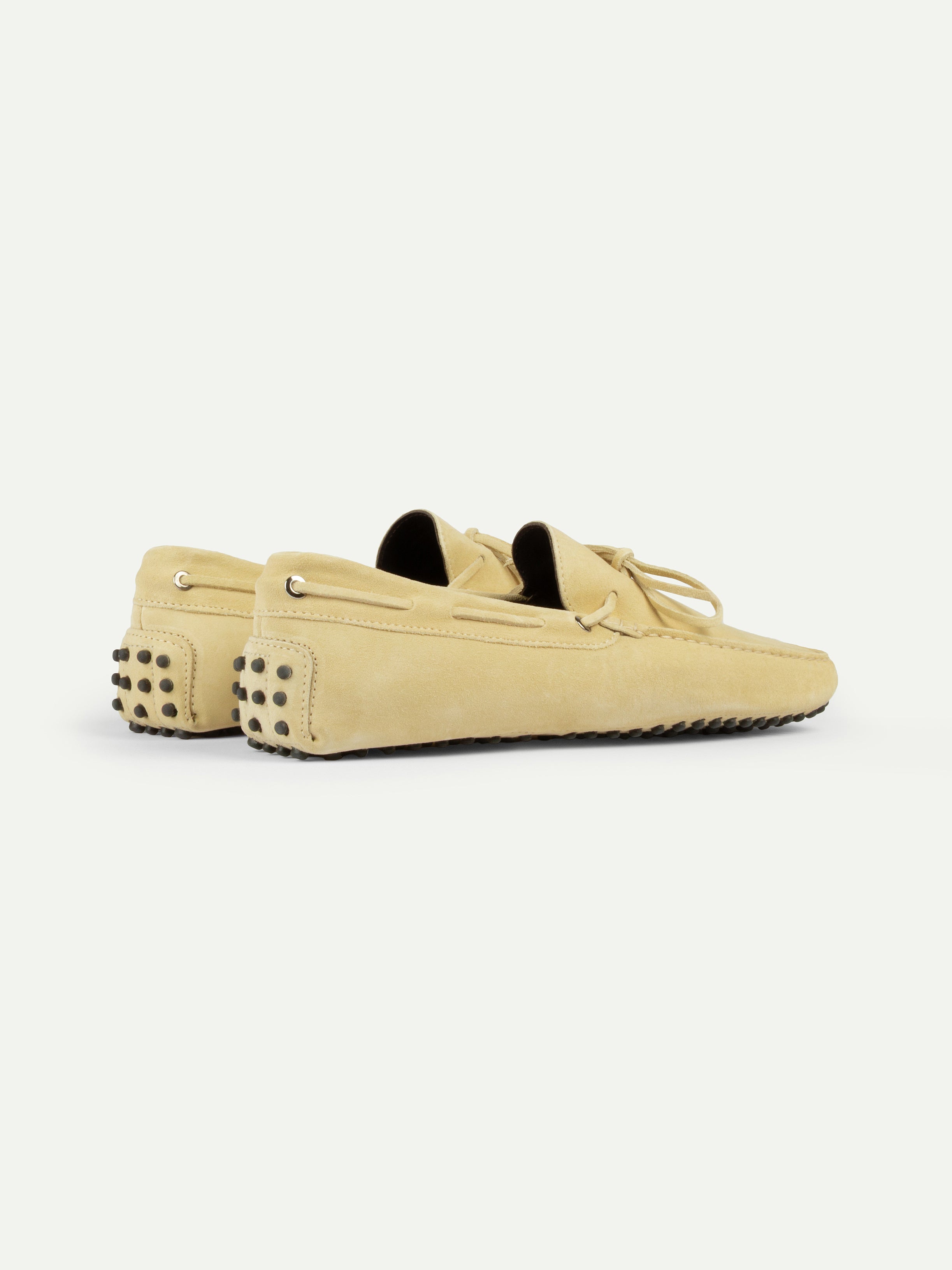Light Yellow Suede Driving Shoes