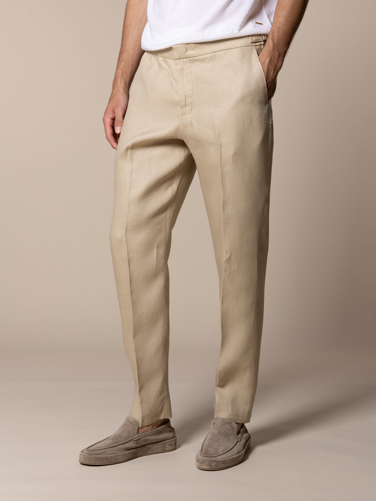 Beige Linen Soleil Trousers