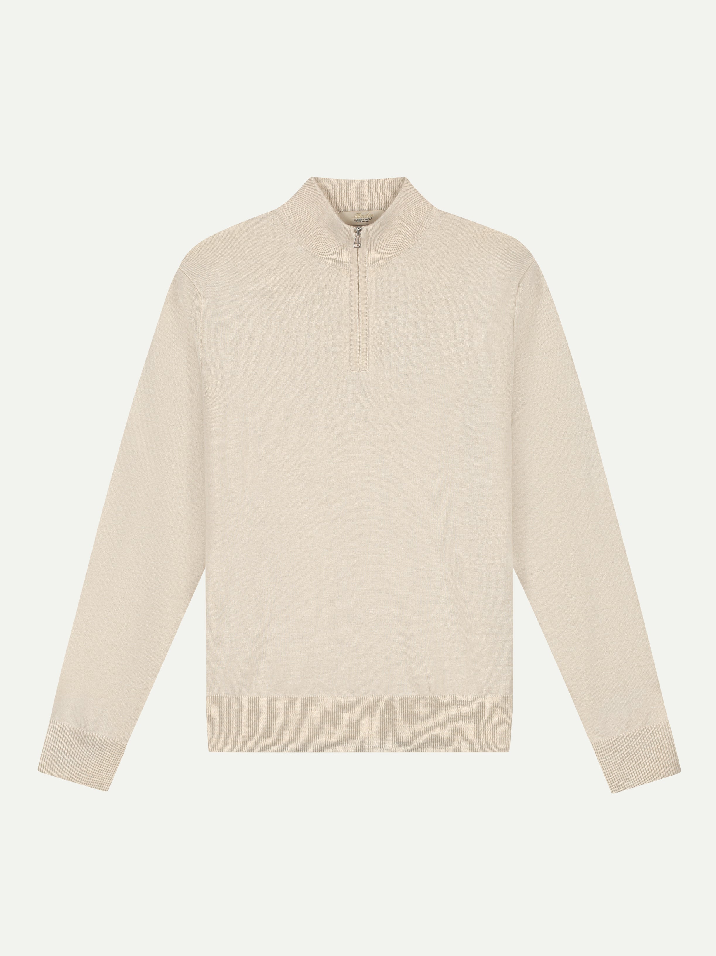 Extrafine Merino Zipper Sweater Light Beige
