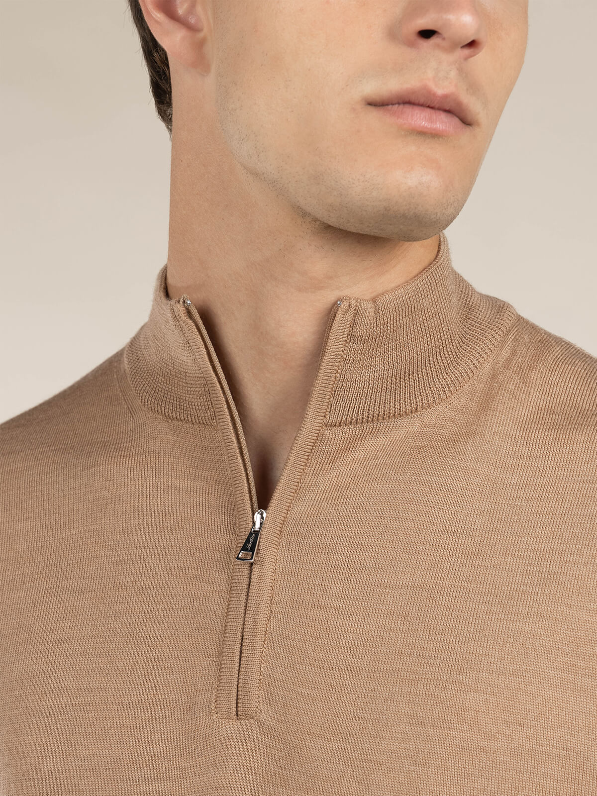 Extrafine Merino Rits Trui Beige