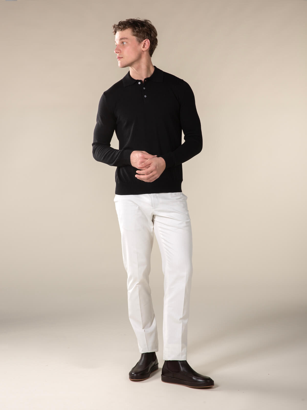 Extrafine Merino Polo zwart