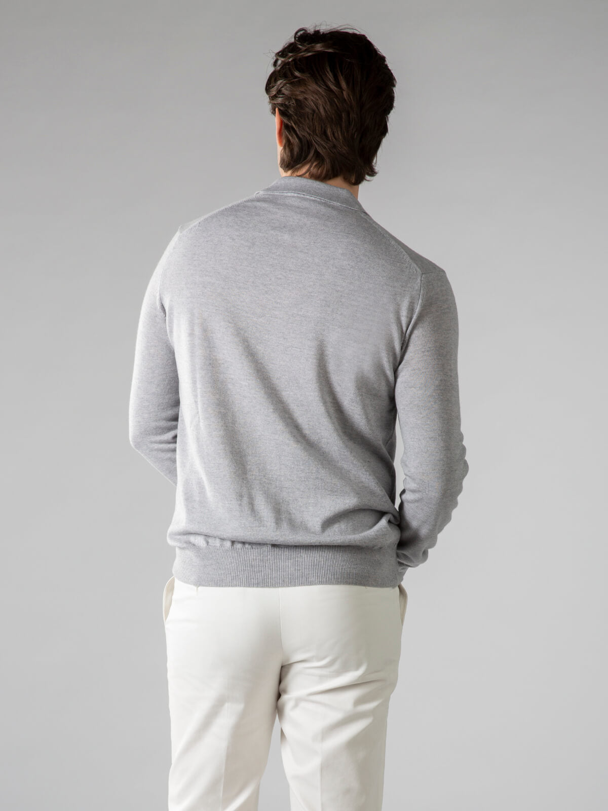 Extrafine Merino Polo Lichtgrijs
