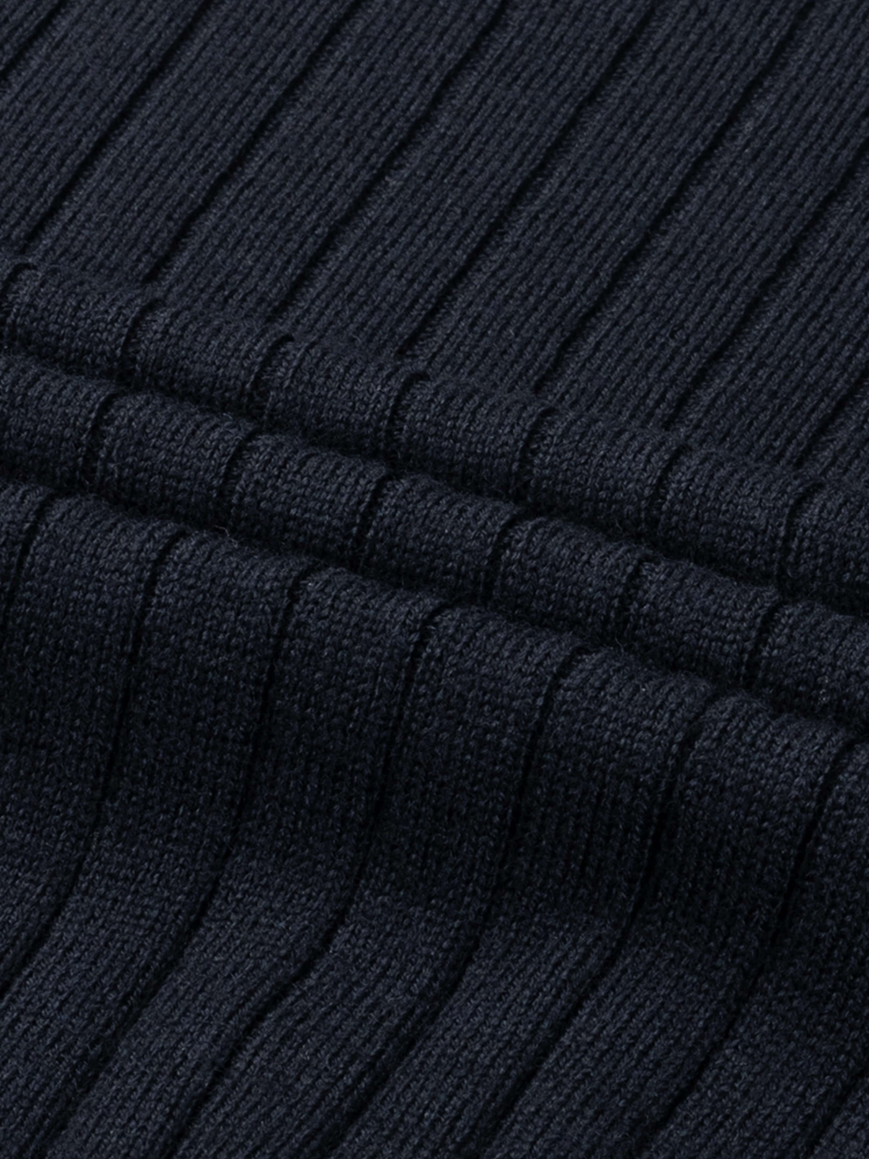 Ribbed Zipper Polo Navy