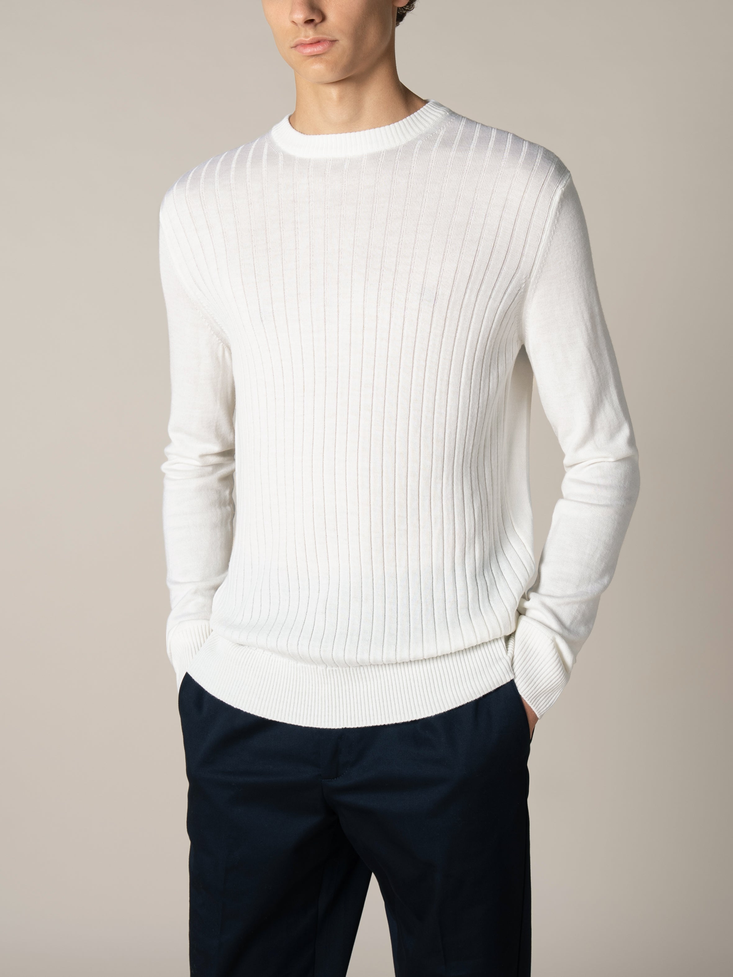 White Ribbed City Crew