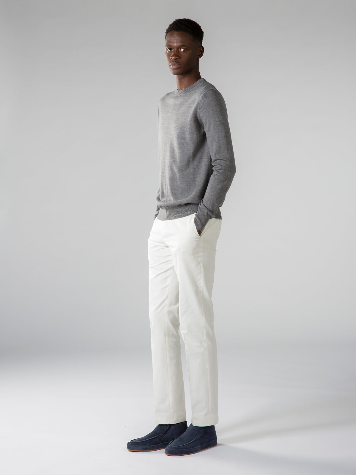 Extrafine Merino trui Donkergrijs