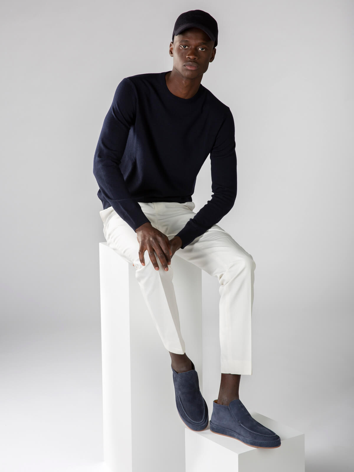 Extrafine Merino trui Navy