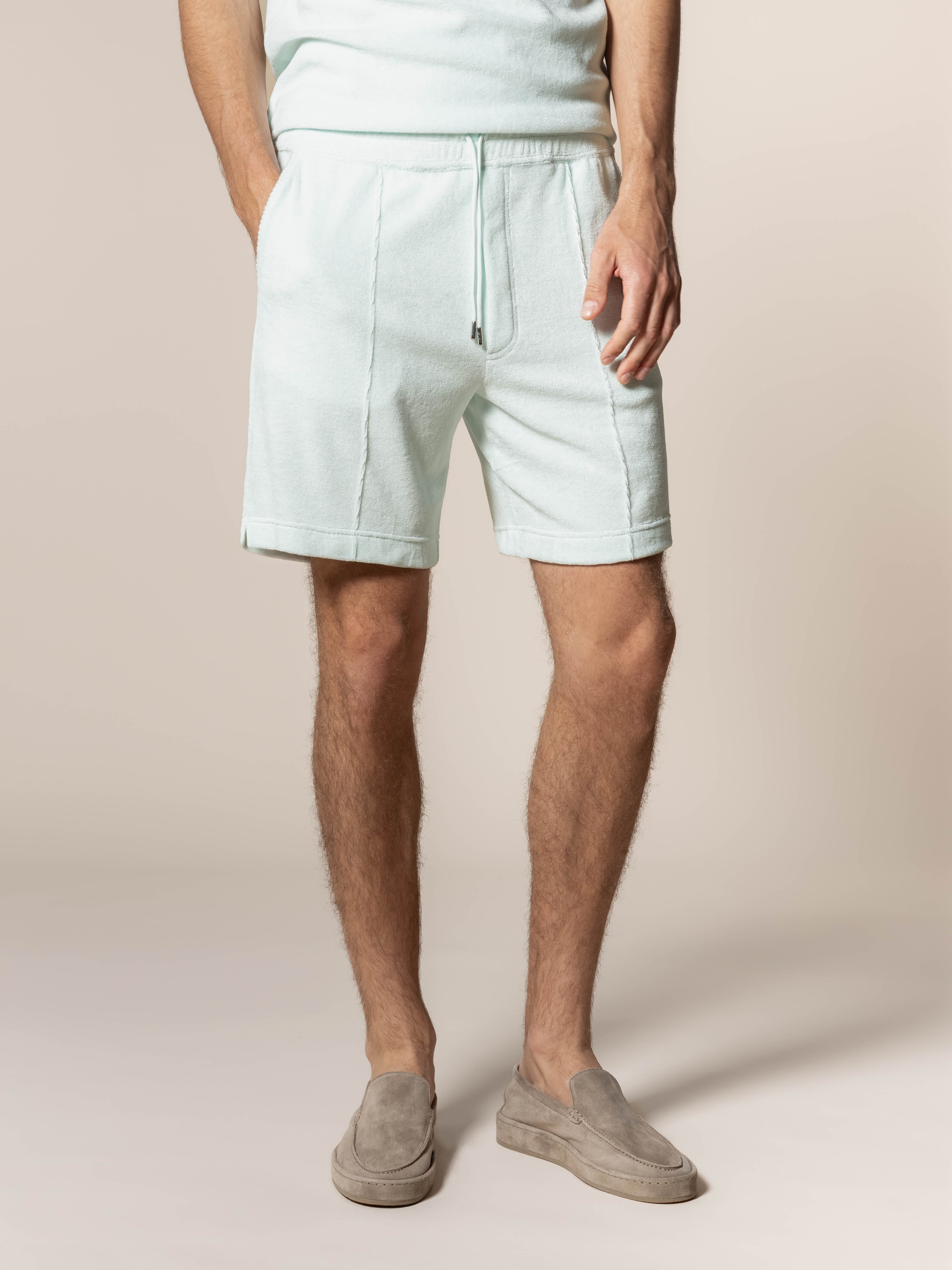 Light Aqua Terry Towelling Leisure Shorts