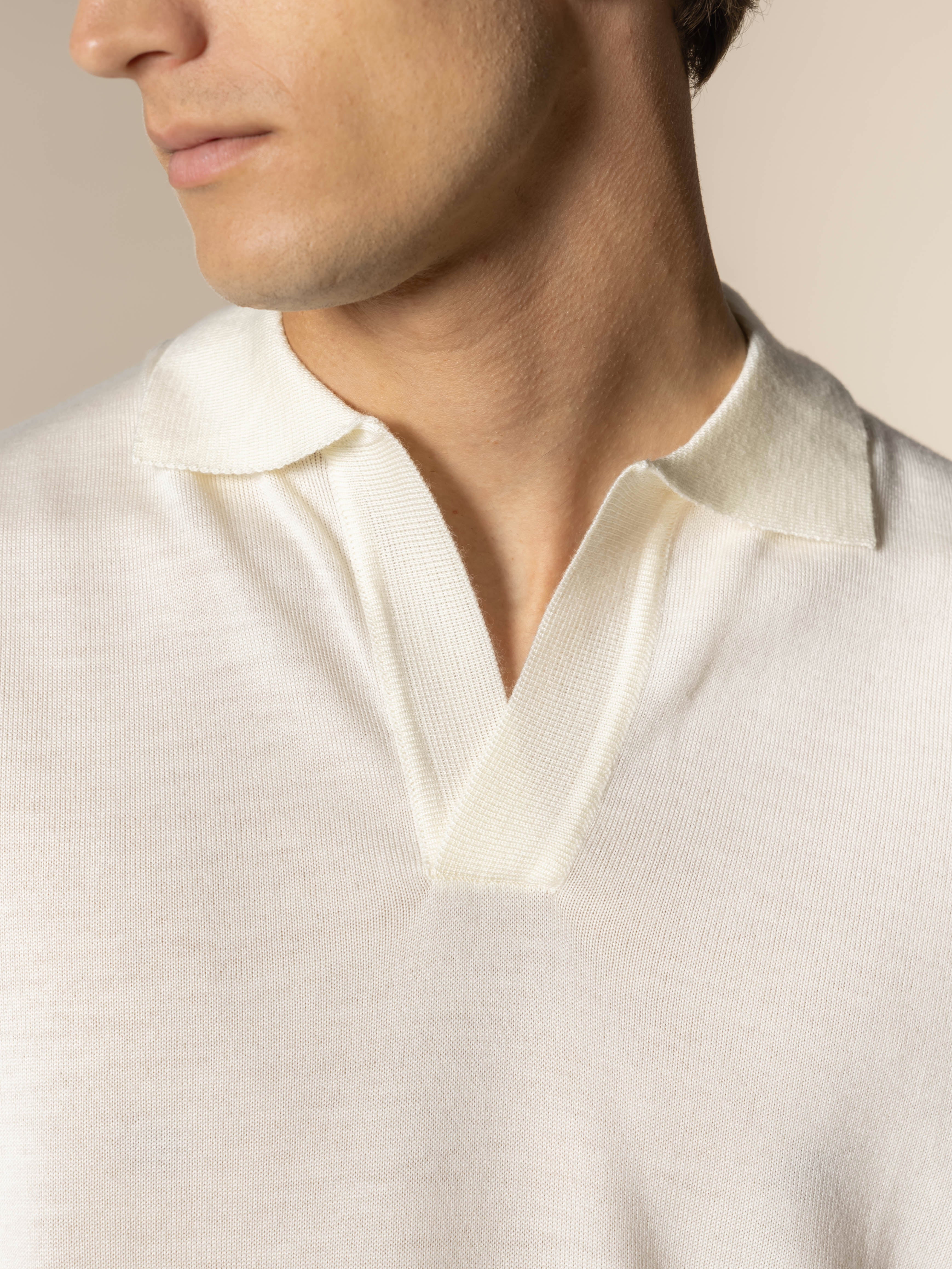Shortsleeve Buttonless Polo Ivory