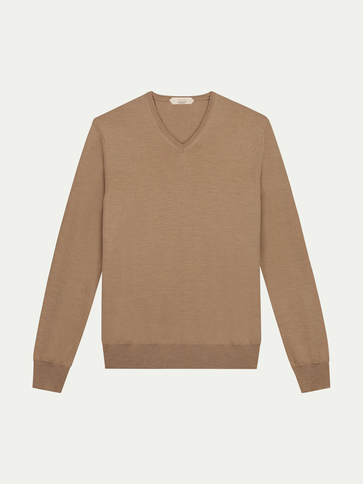 Extrafine Merino V-hals Trui Beige