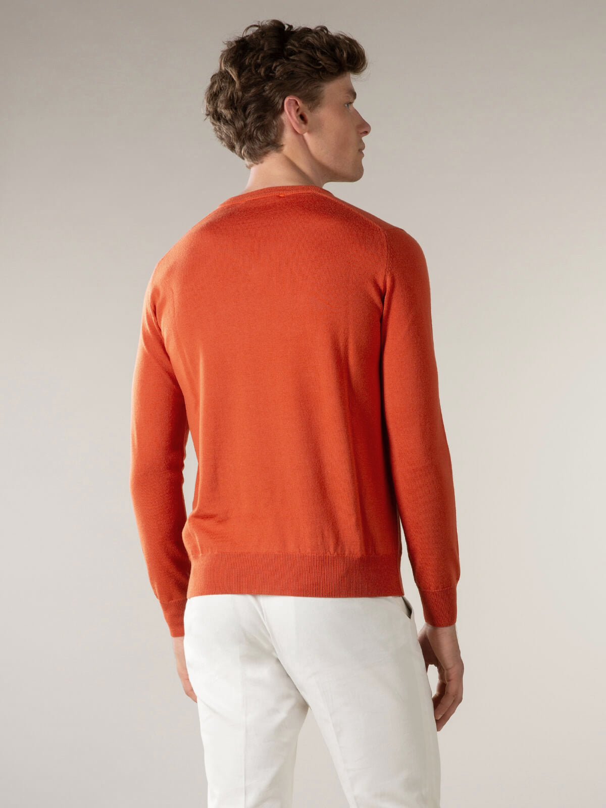 Extrafine Merino V-hals Trui Oranje