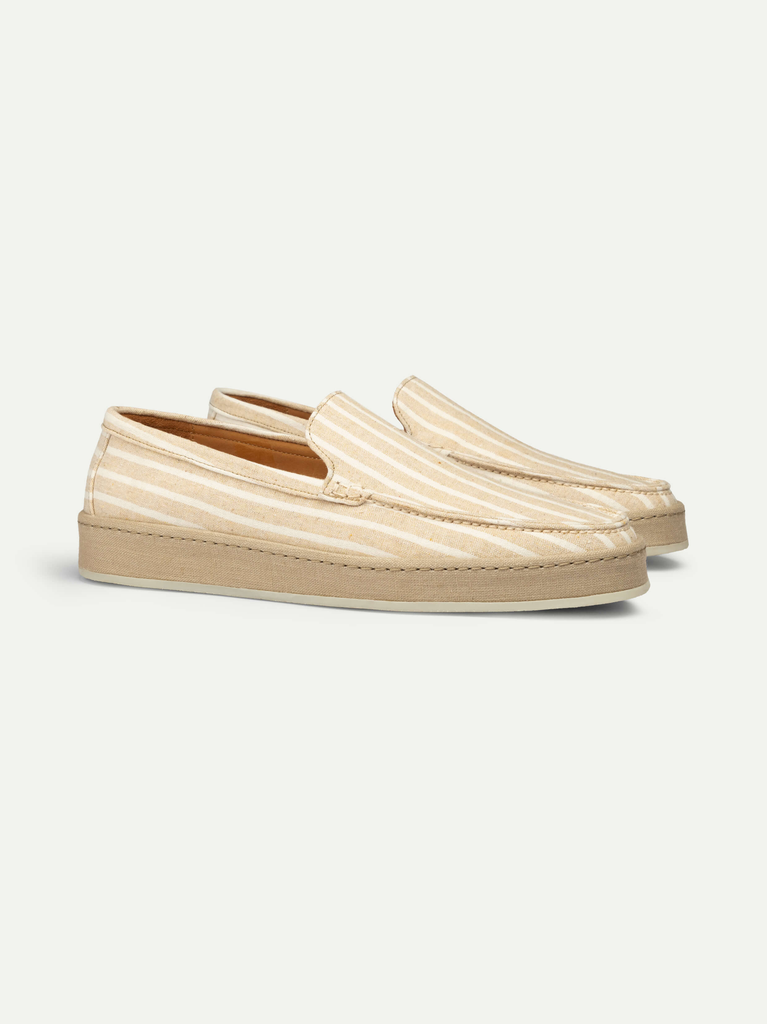 Yellow Striped Linen Voyager Loafer