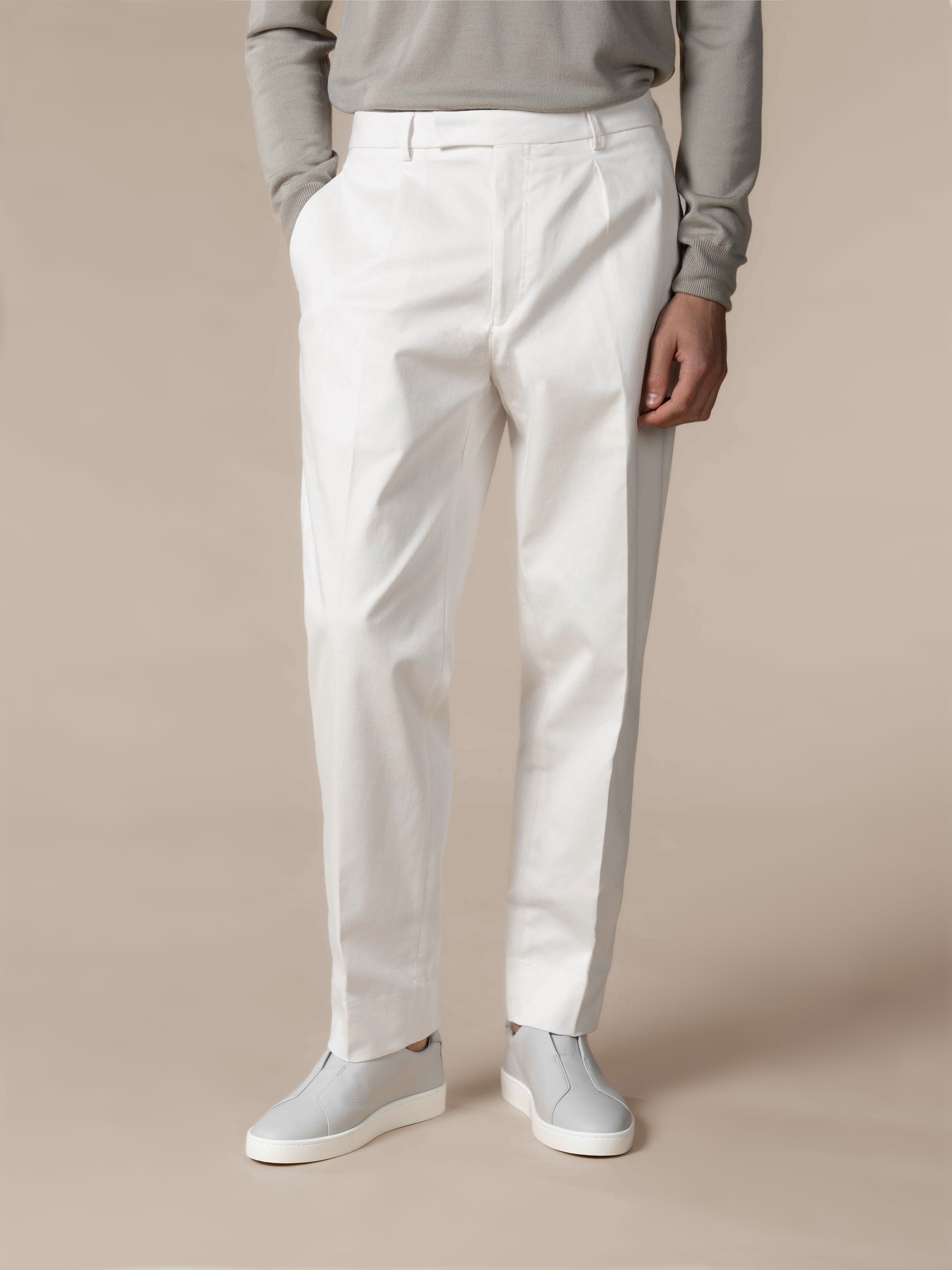 Ivory Cotton Wool Voyager Trousers