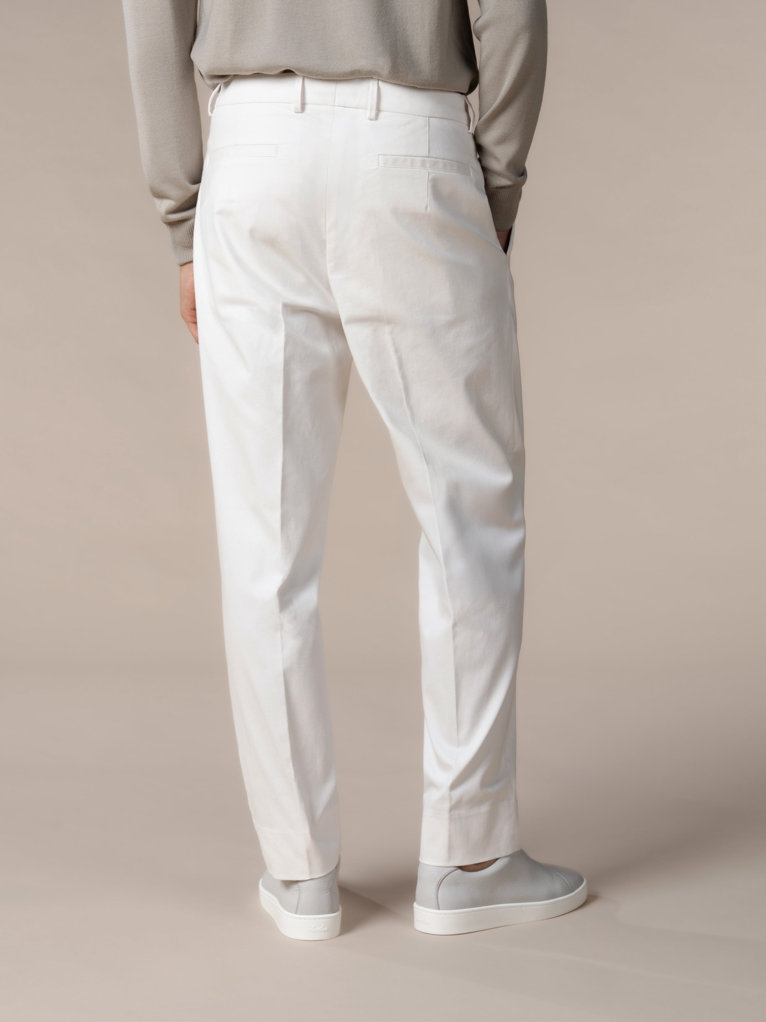 Ivory Cotton Wool Voyager Trousers
