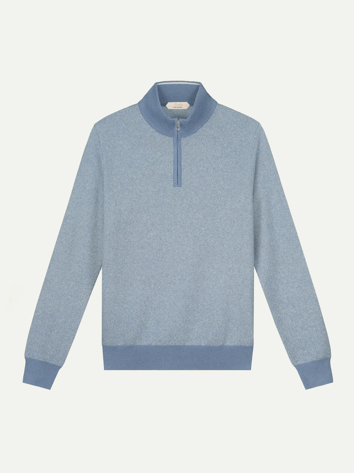 Steel Blue Jaquard Zipper Sweater