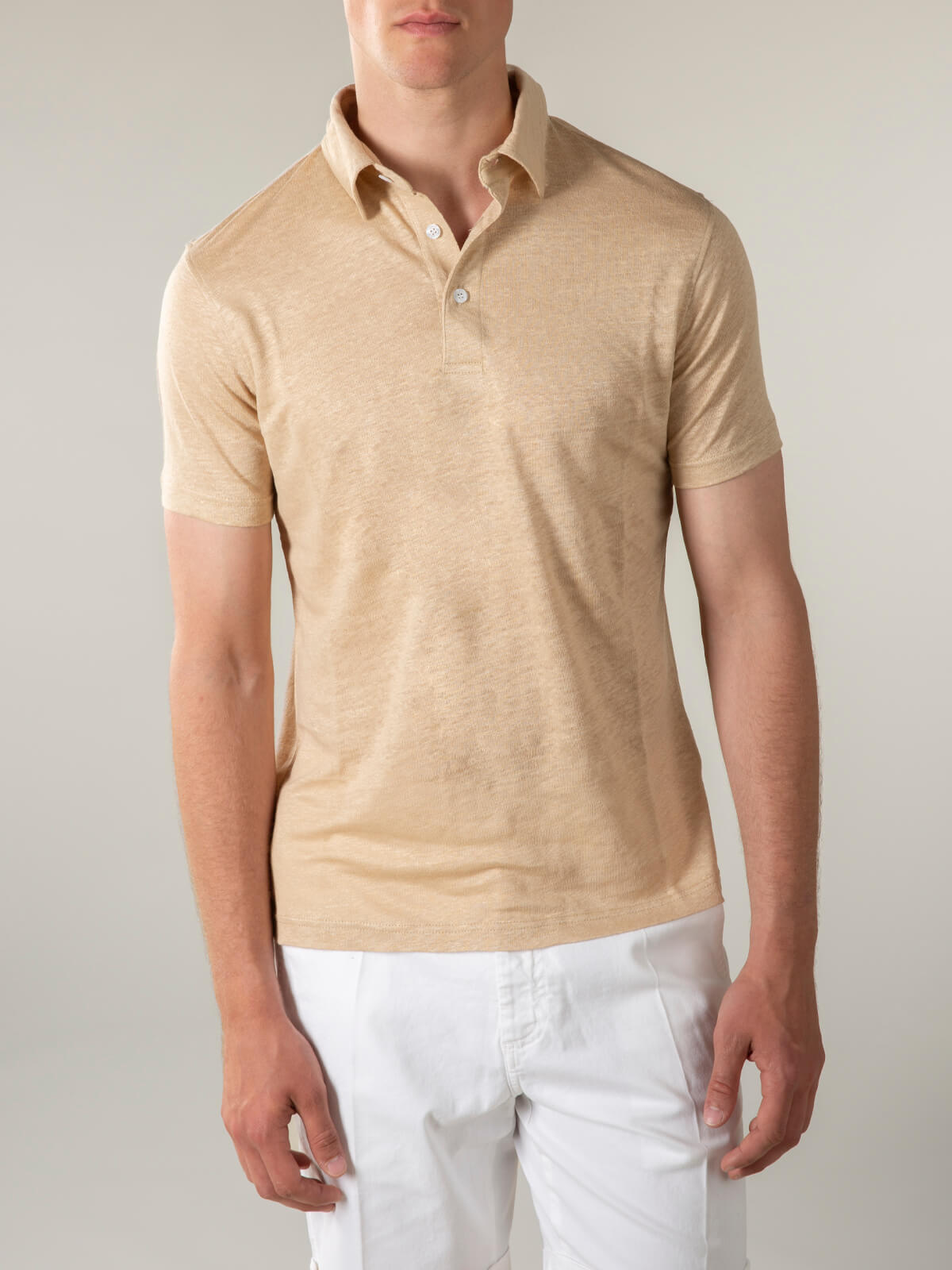 Beige linnen polo shirt