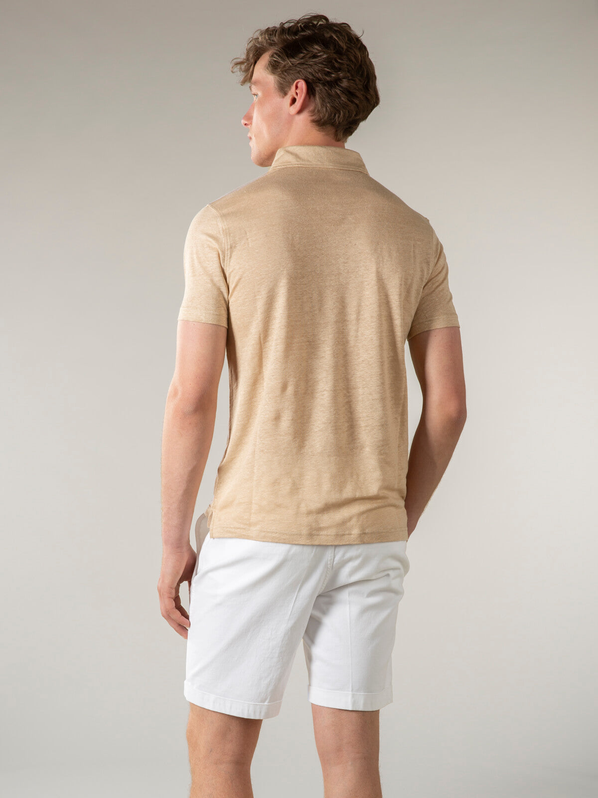 Beige linnen polo shirt