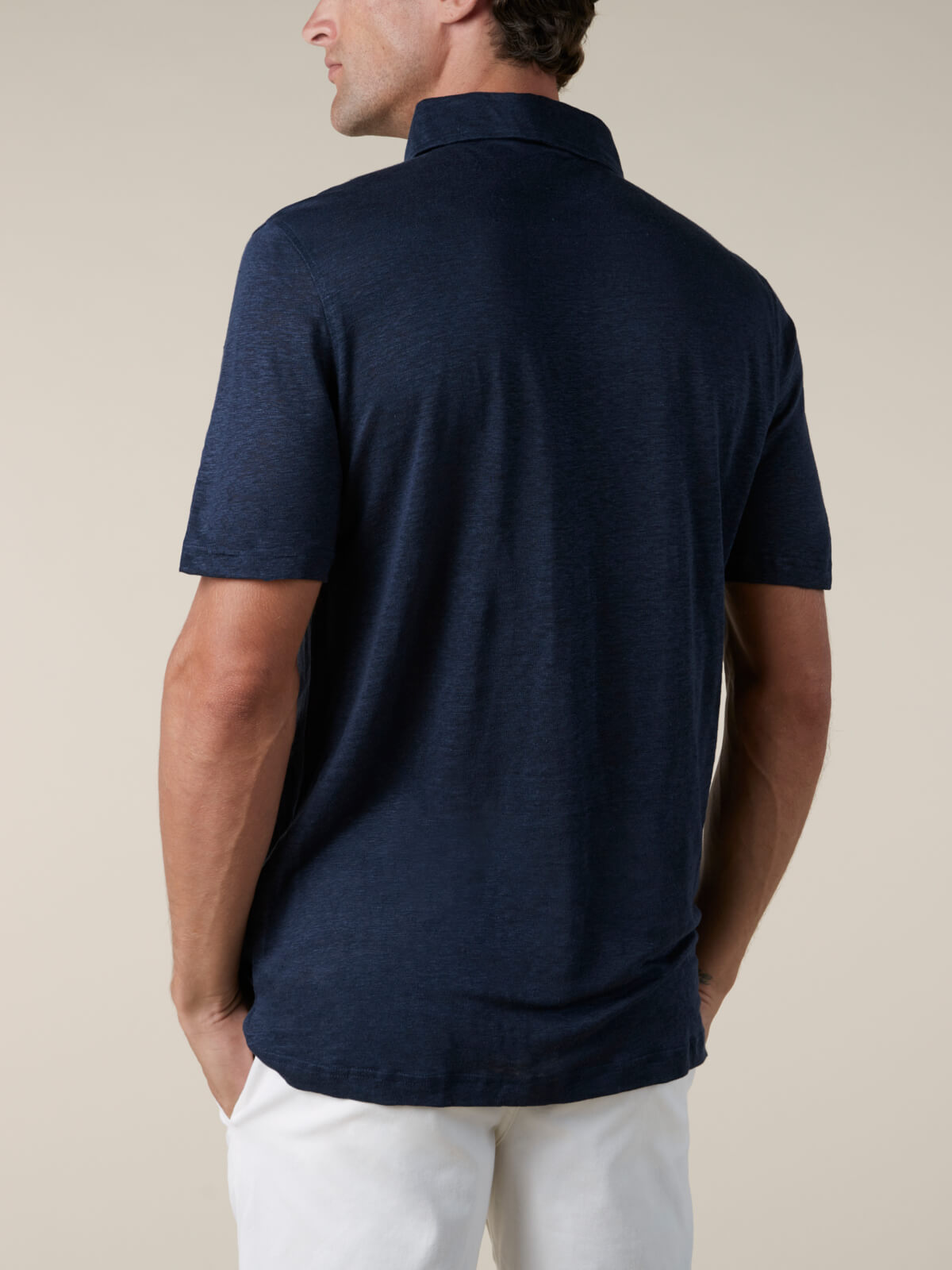 Navy Linnen Polo Shirt