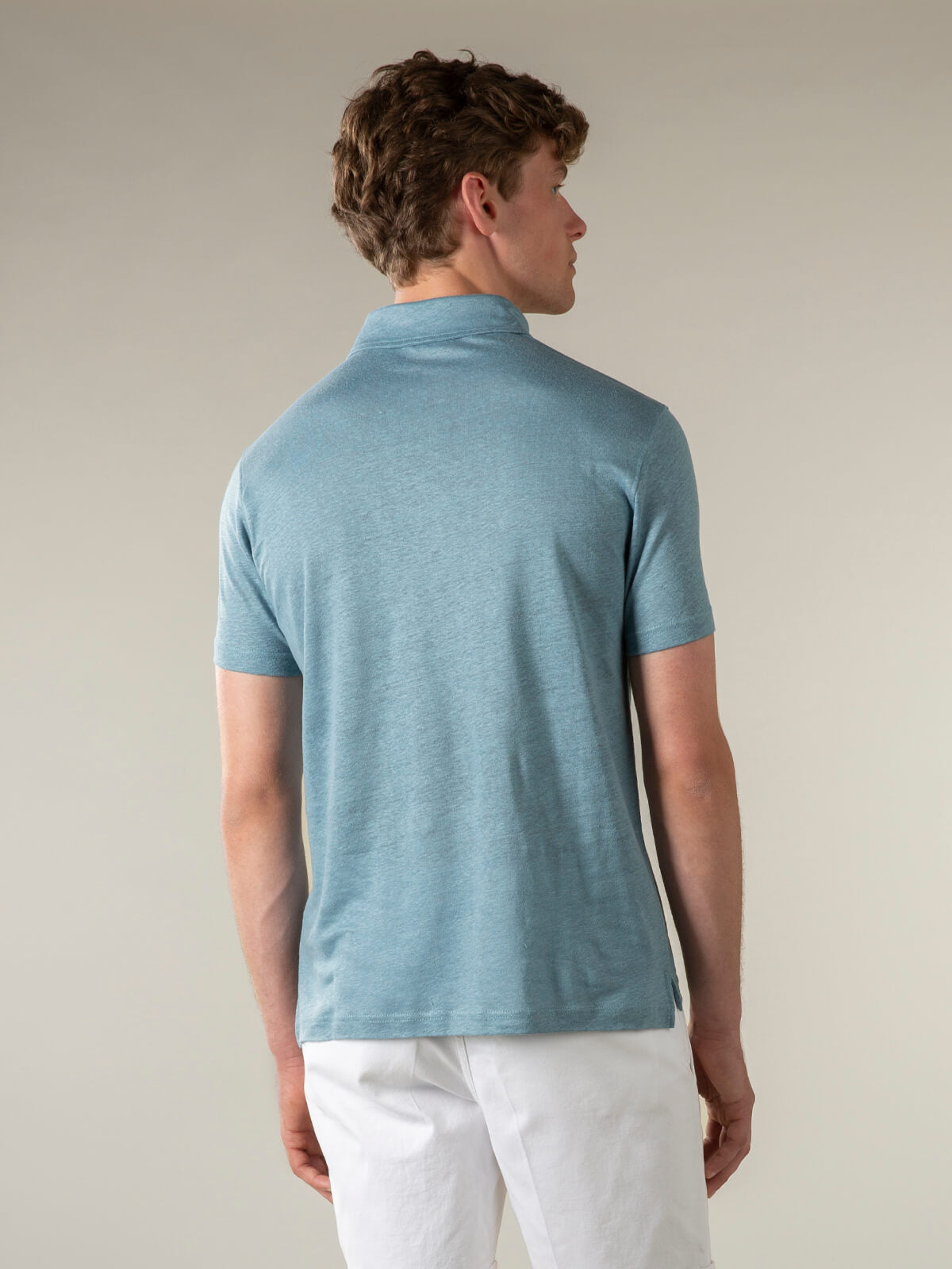 Petrol Linnen Polo Shirt