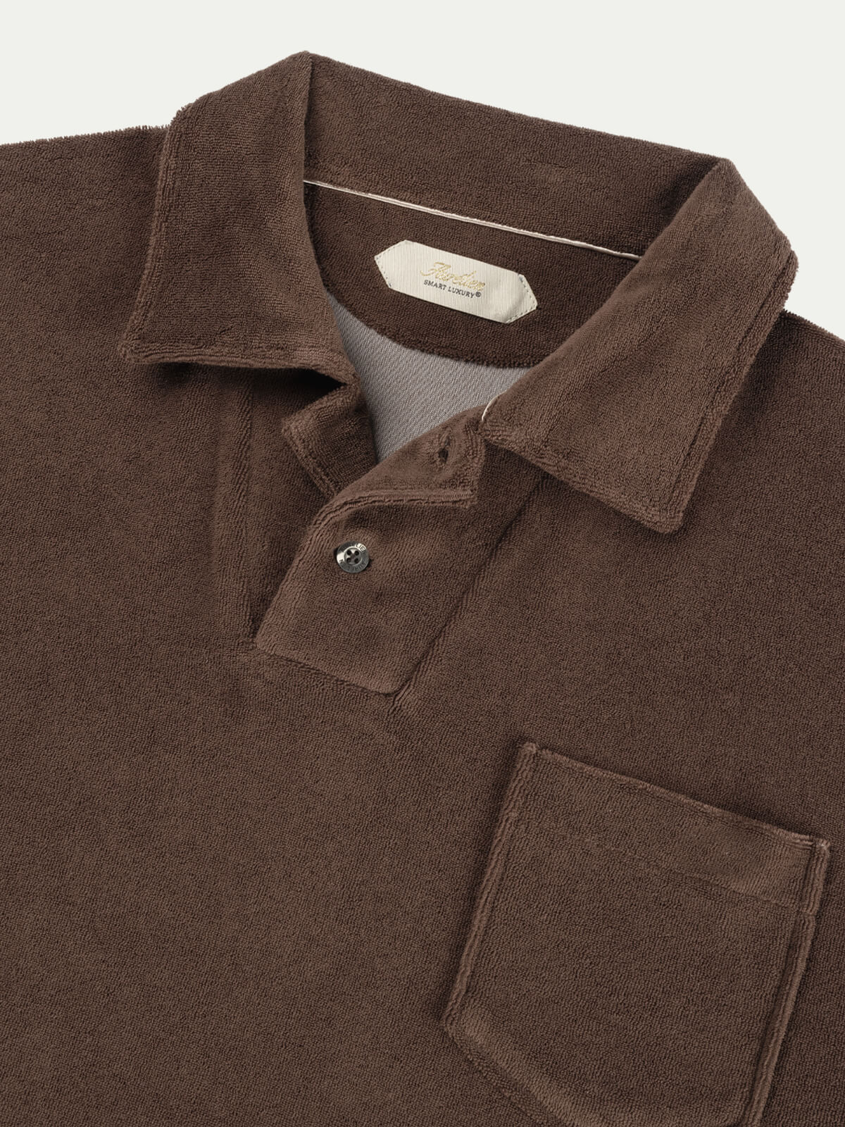 Chocolate Terry Towelling Polo Shirt