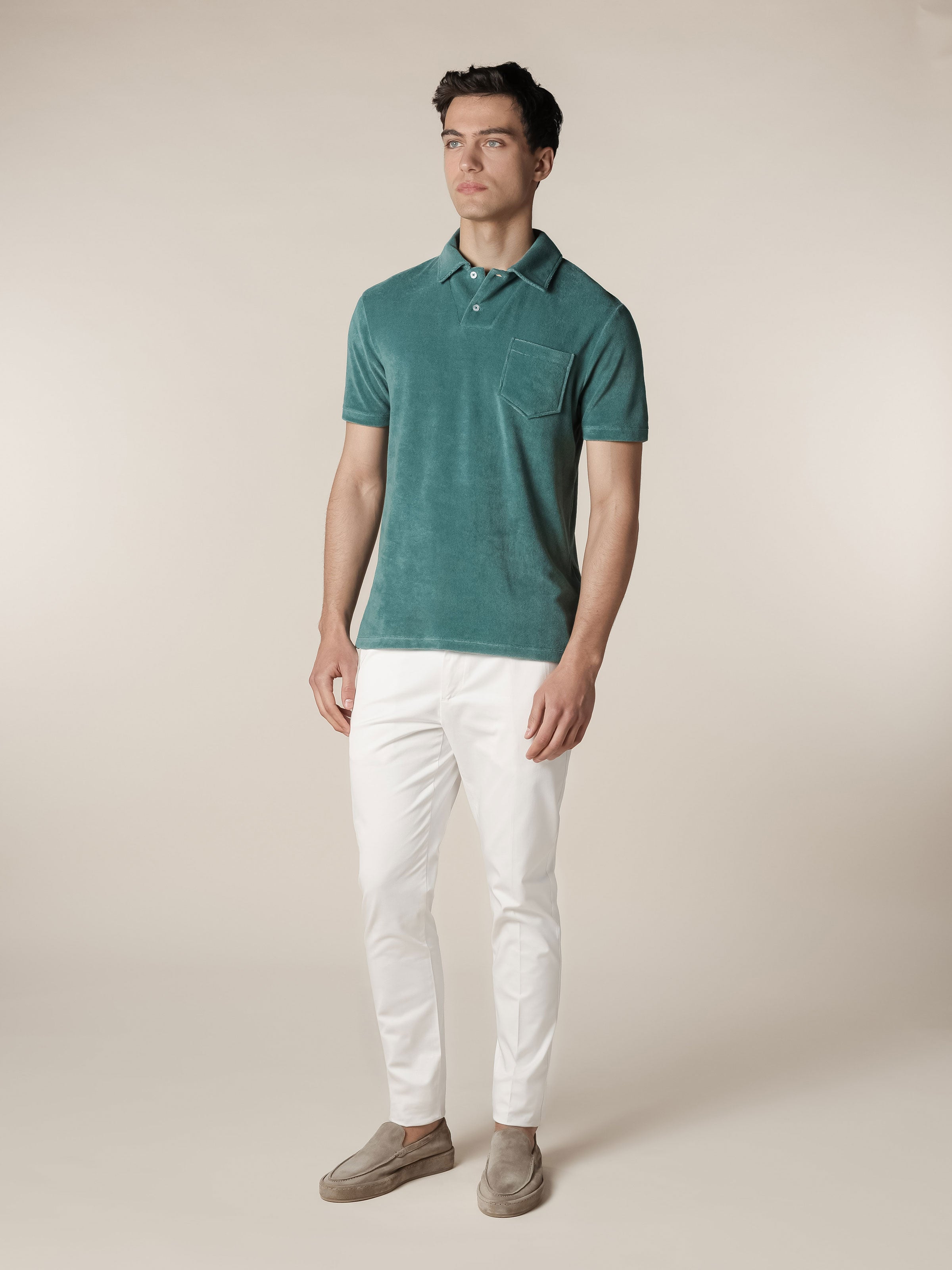 Emerald Terry Towelling Polo Shirt