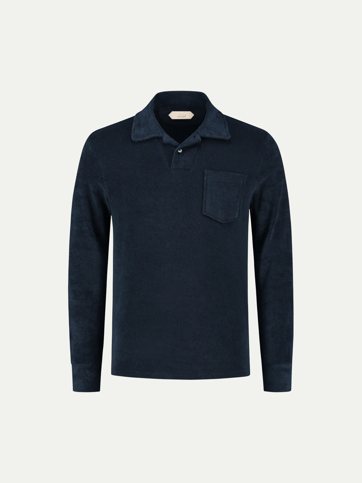 Badstof polo lange mouw Navy