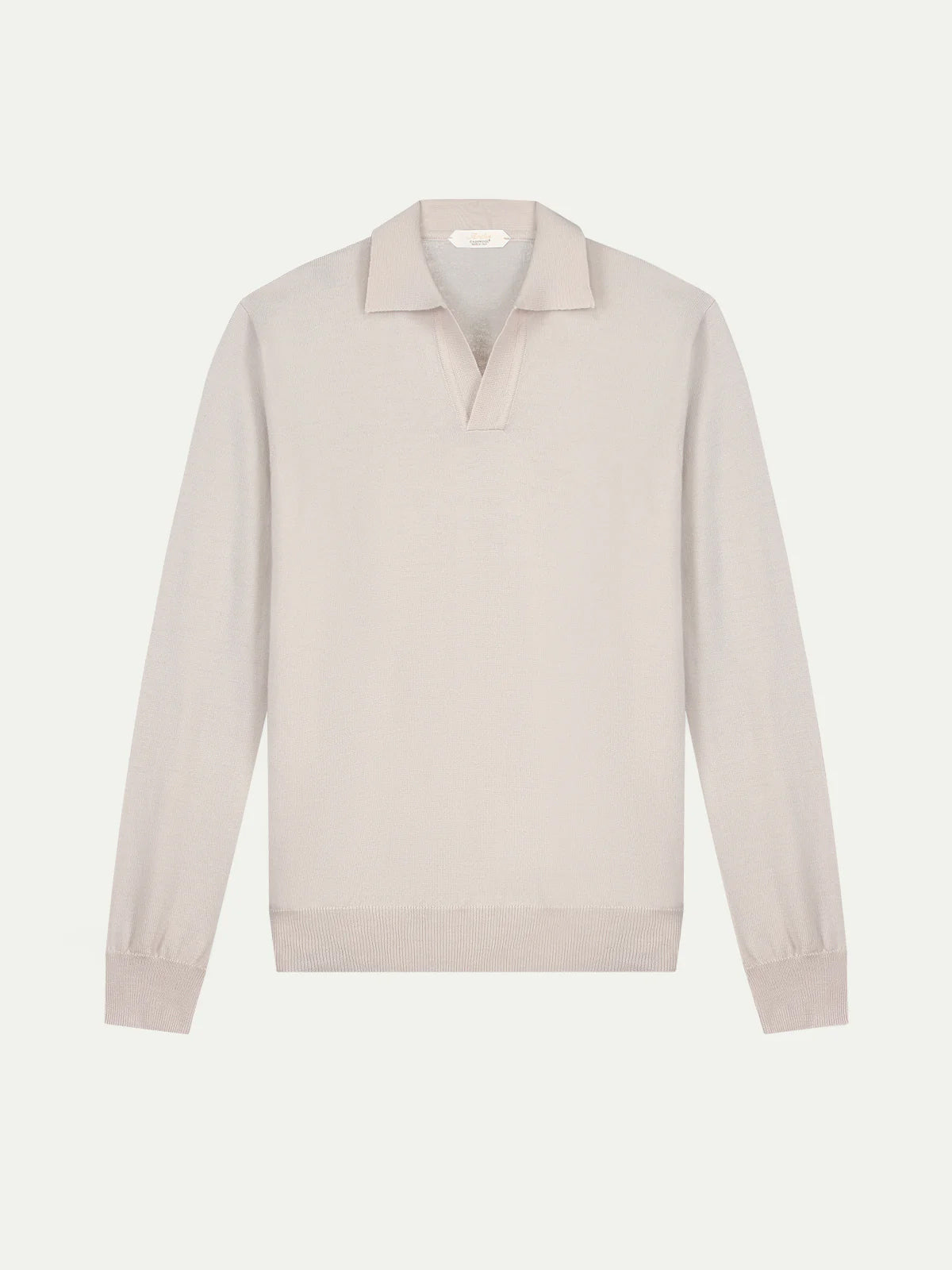 Extrafine Merino Buttonless Polo Ecru