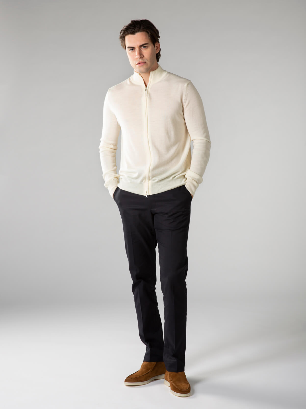 Extrafine Merino Rits Vest Ivoor