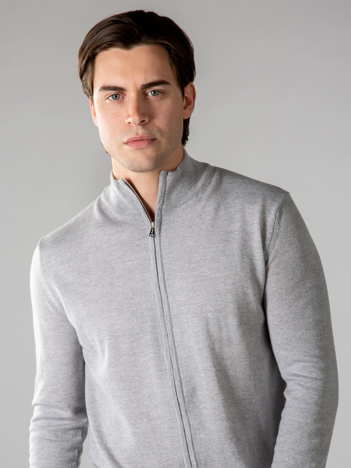 Extrafine Merino Rits Vest Lichtgrijs