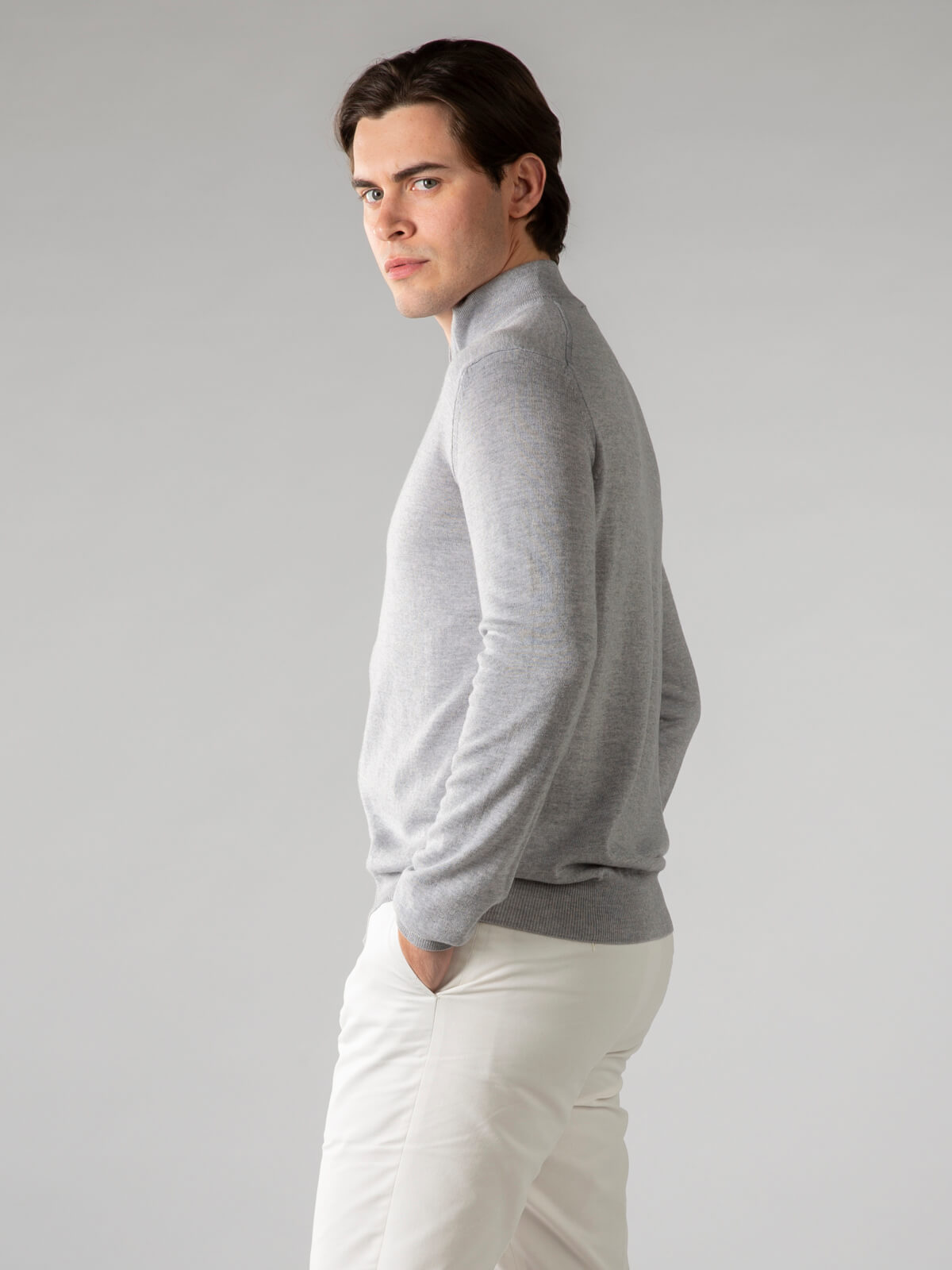 Extrafine Merino Rits Vest Lichtgrijs