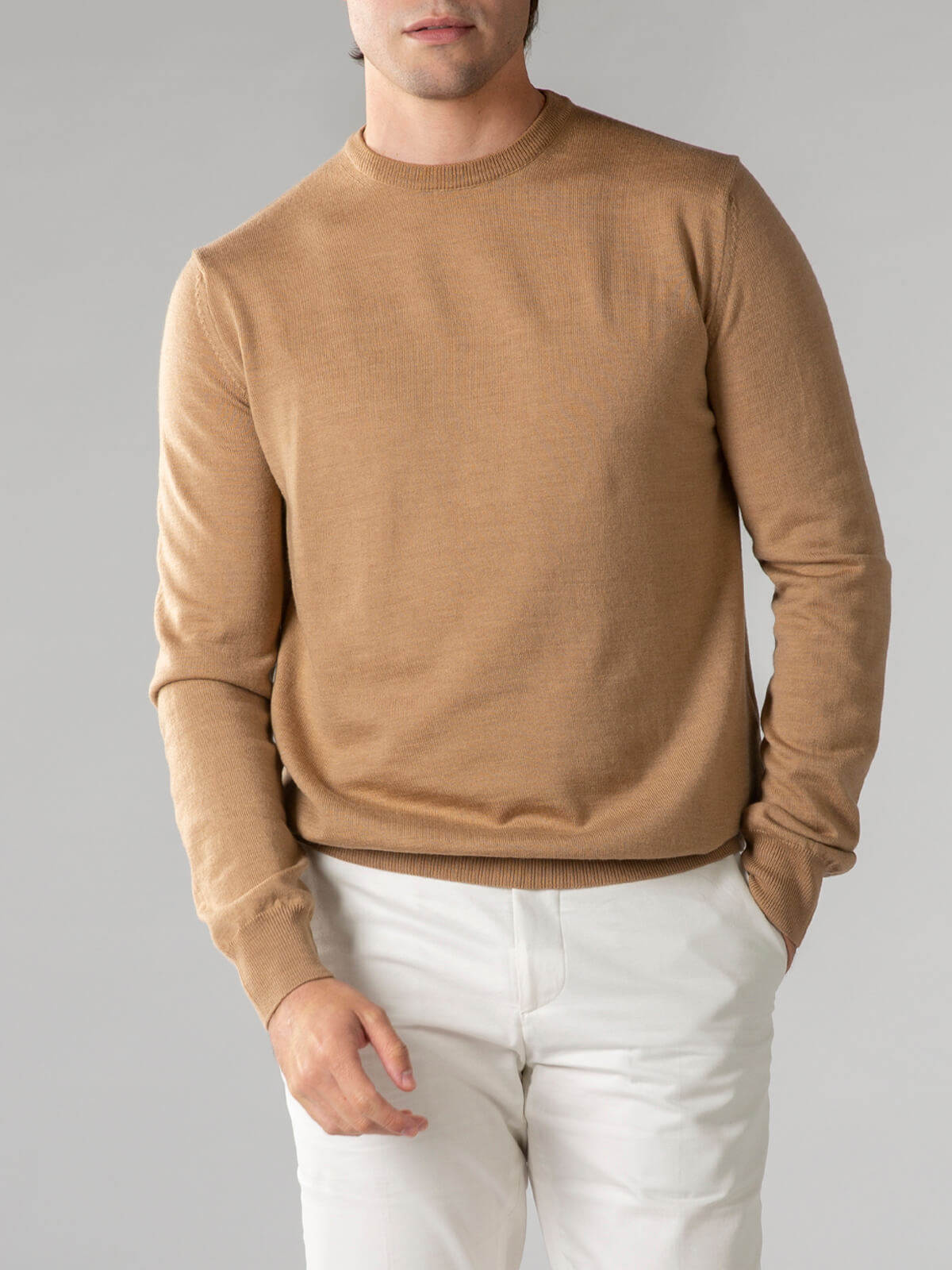 Extrafine Merino trui Beige