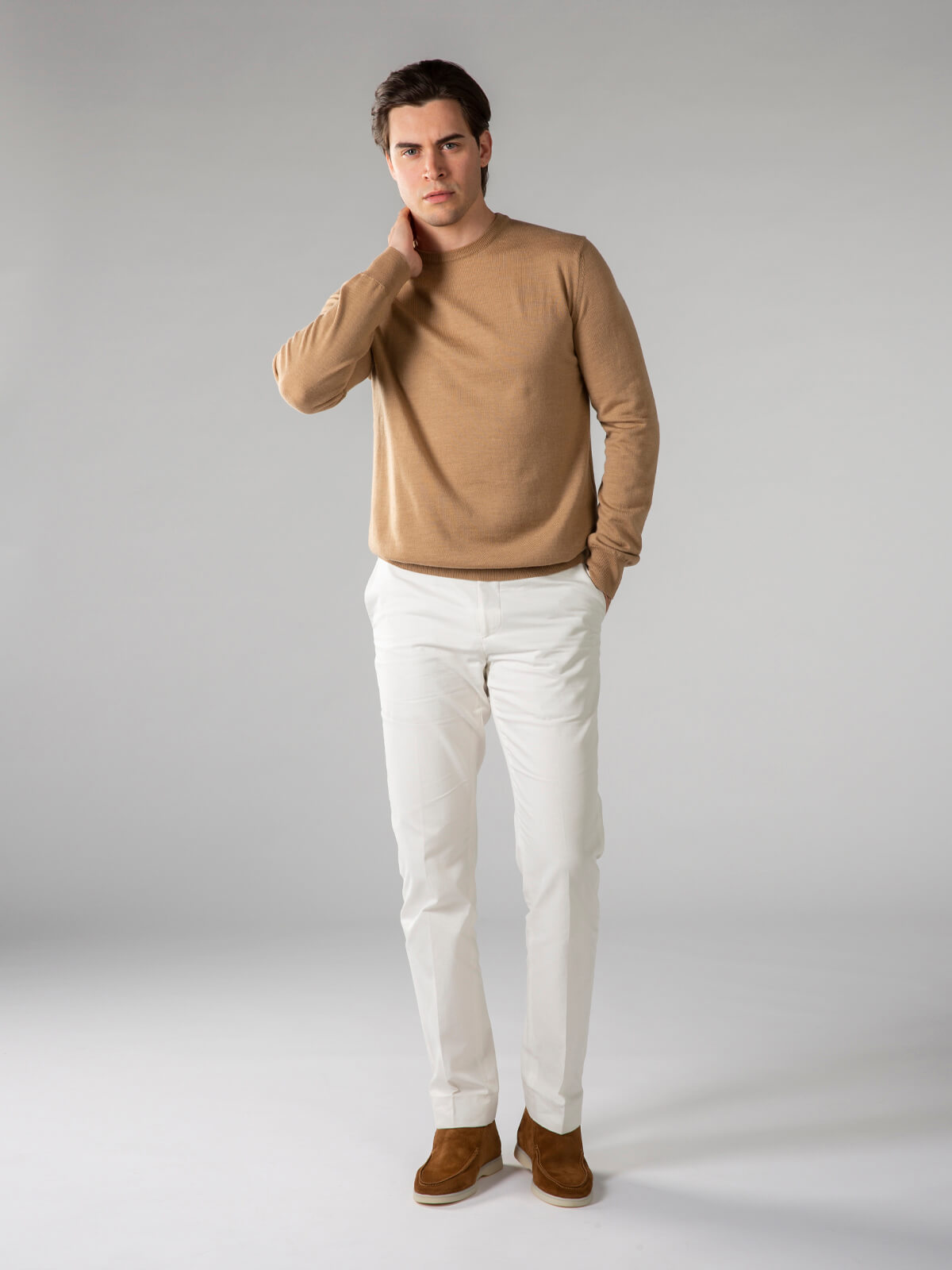 Extrafine Merino trui Beige