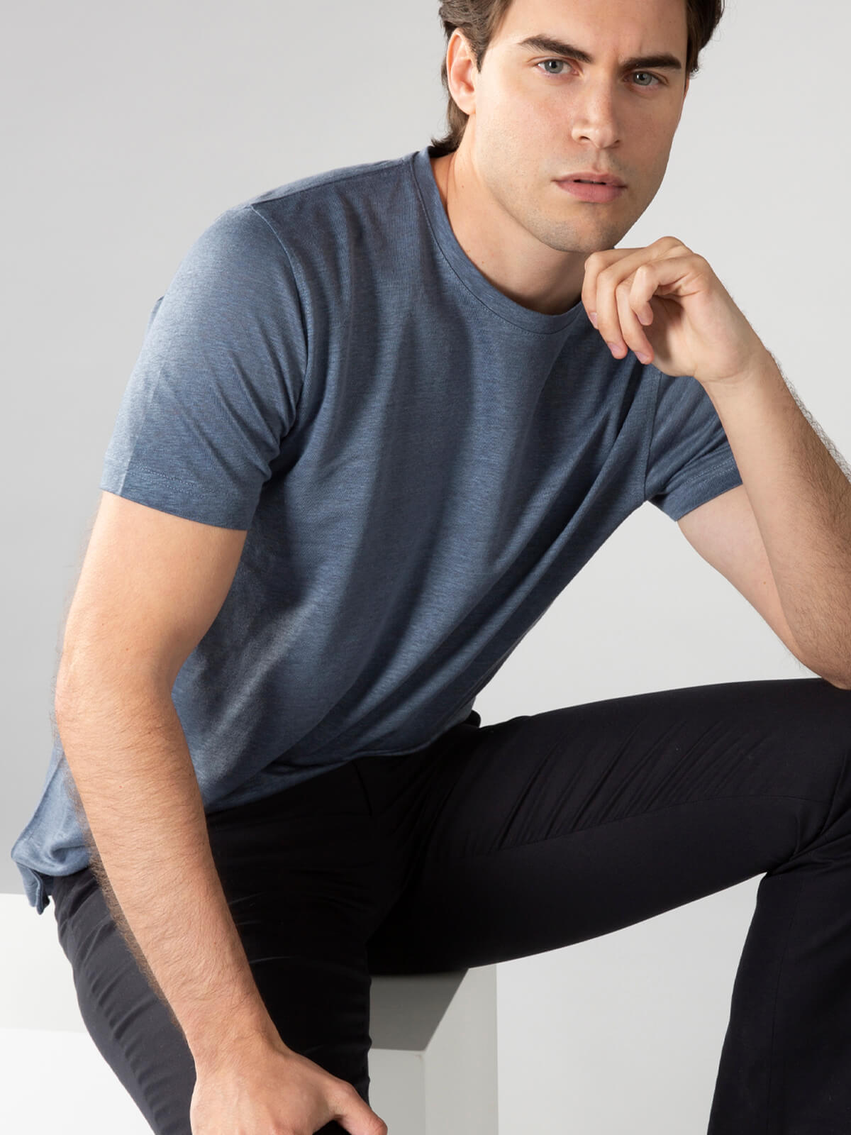 Steel Blue Linen T-shirt