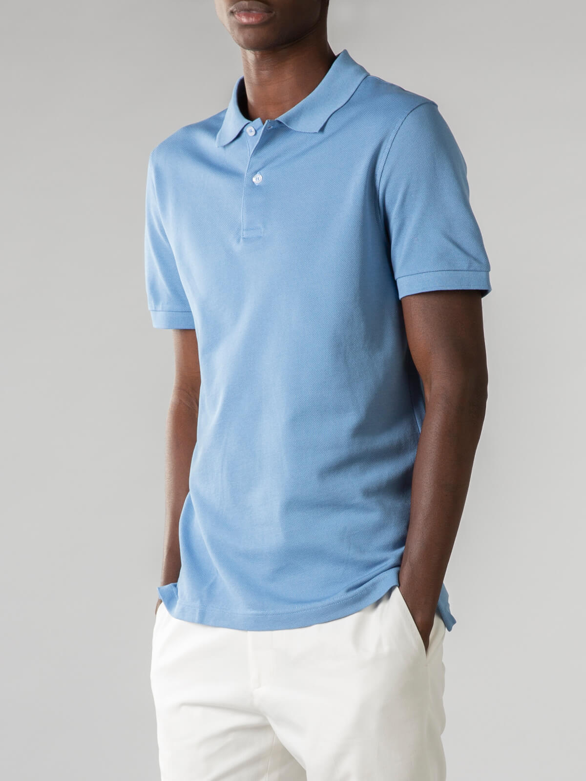 Middenblauw polo shirt