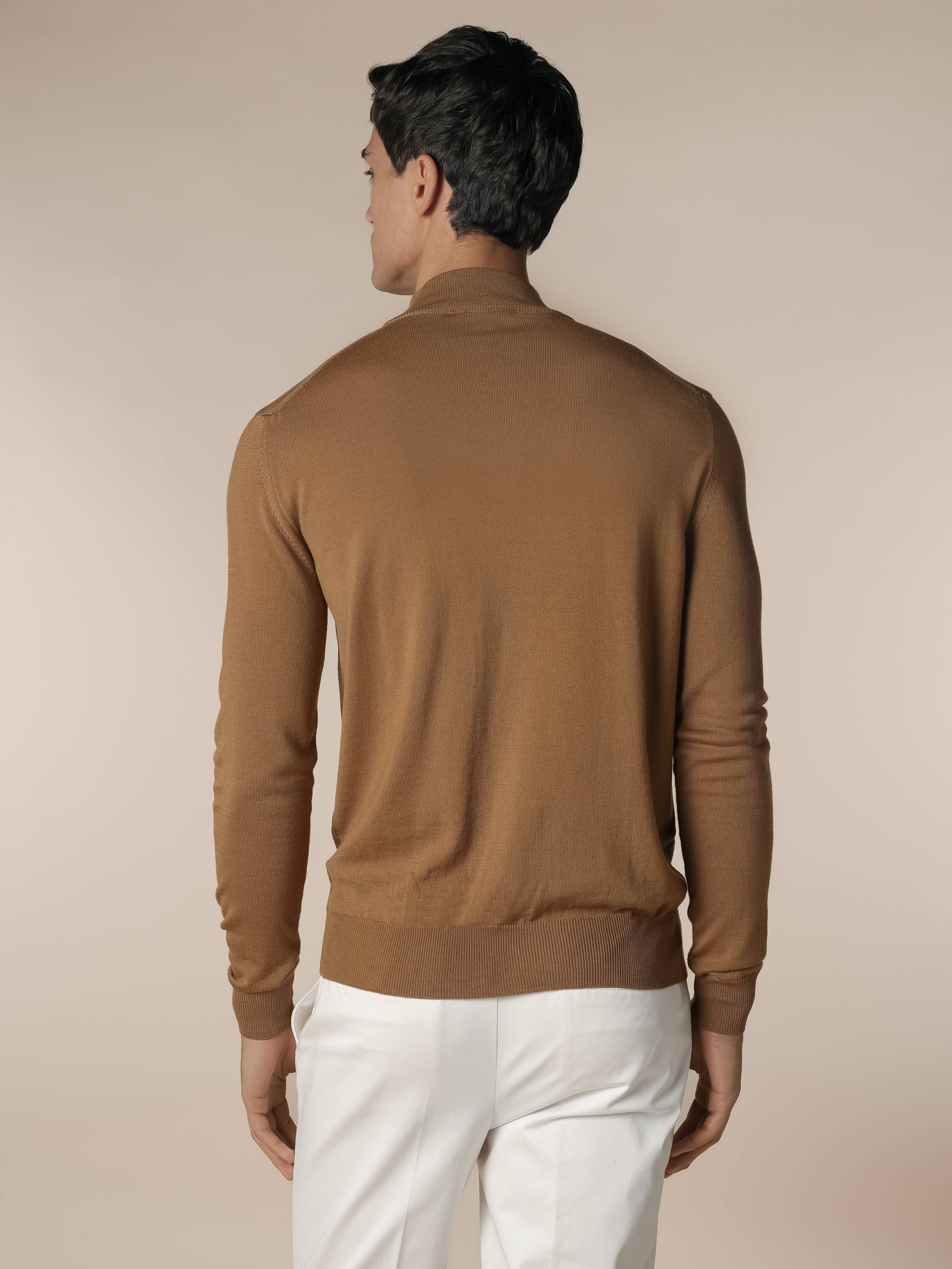Extrafine Merino Zipper Sweater Caramel
