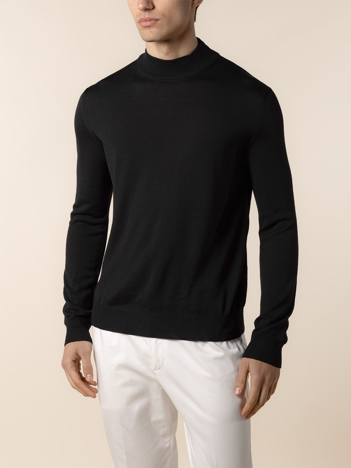 Extrafine Merino Mockneck Black