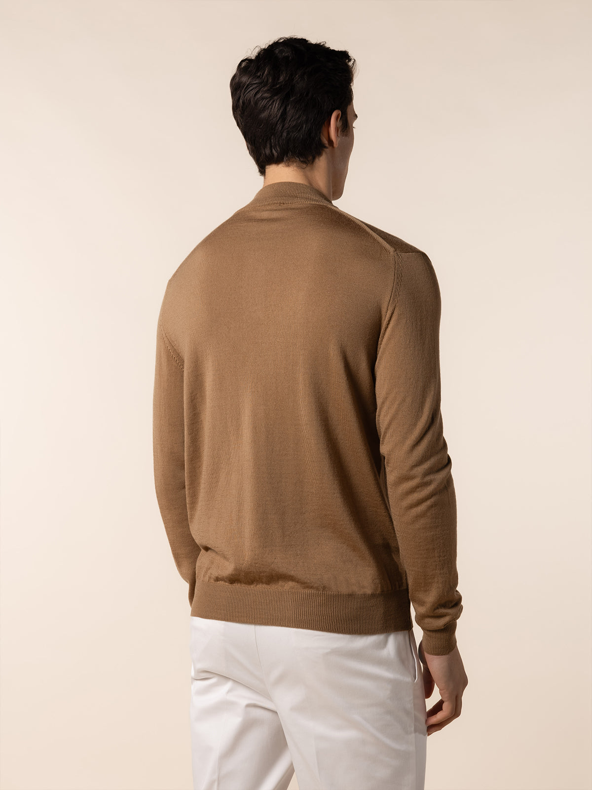 Extrafine Merino Zipper Sweater Dark Beige