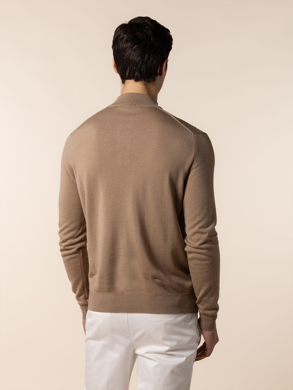 Extrafine Merino Zipper Sweater Hazelnut
