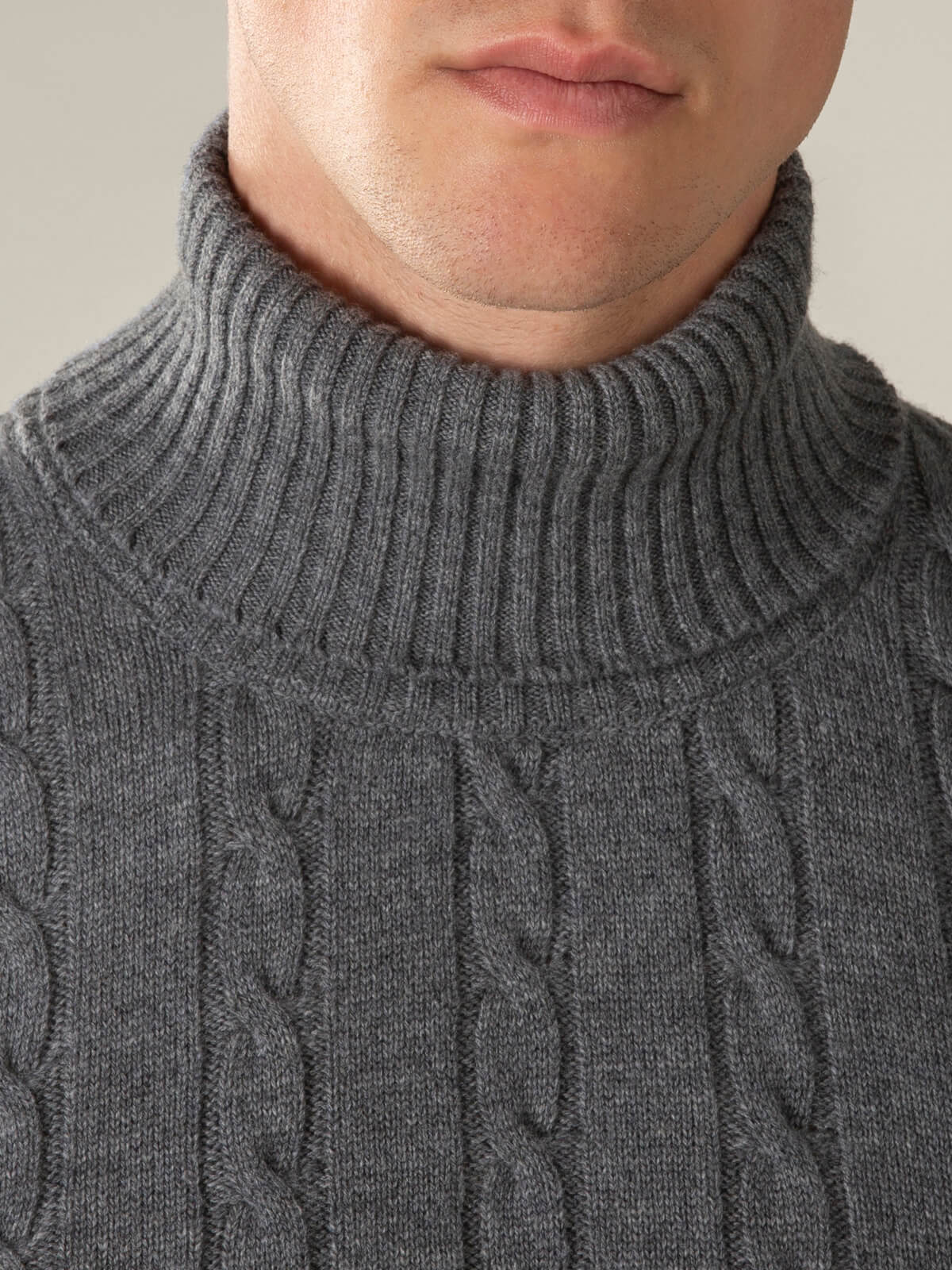 Dolcevita Cable Knit Sweater Dark Grey