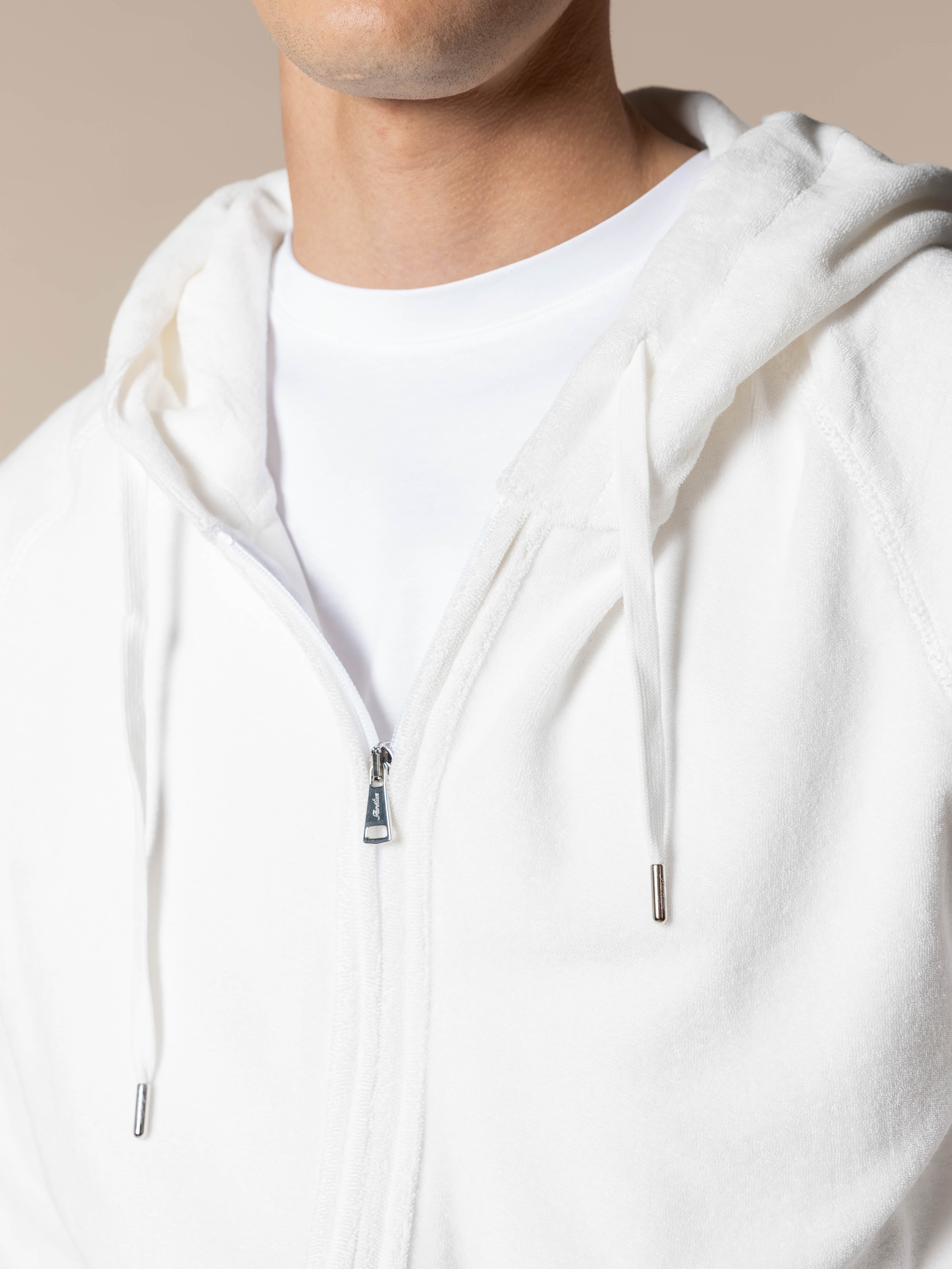 White Terry Towelling Zipper Vest