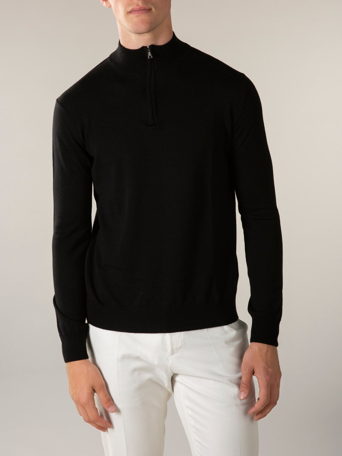 Extrafine Merino Zipper Sweater Black