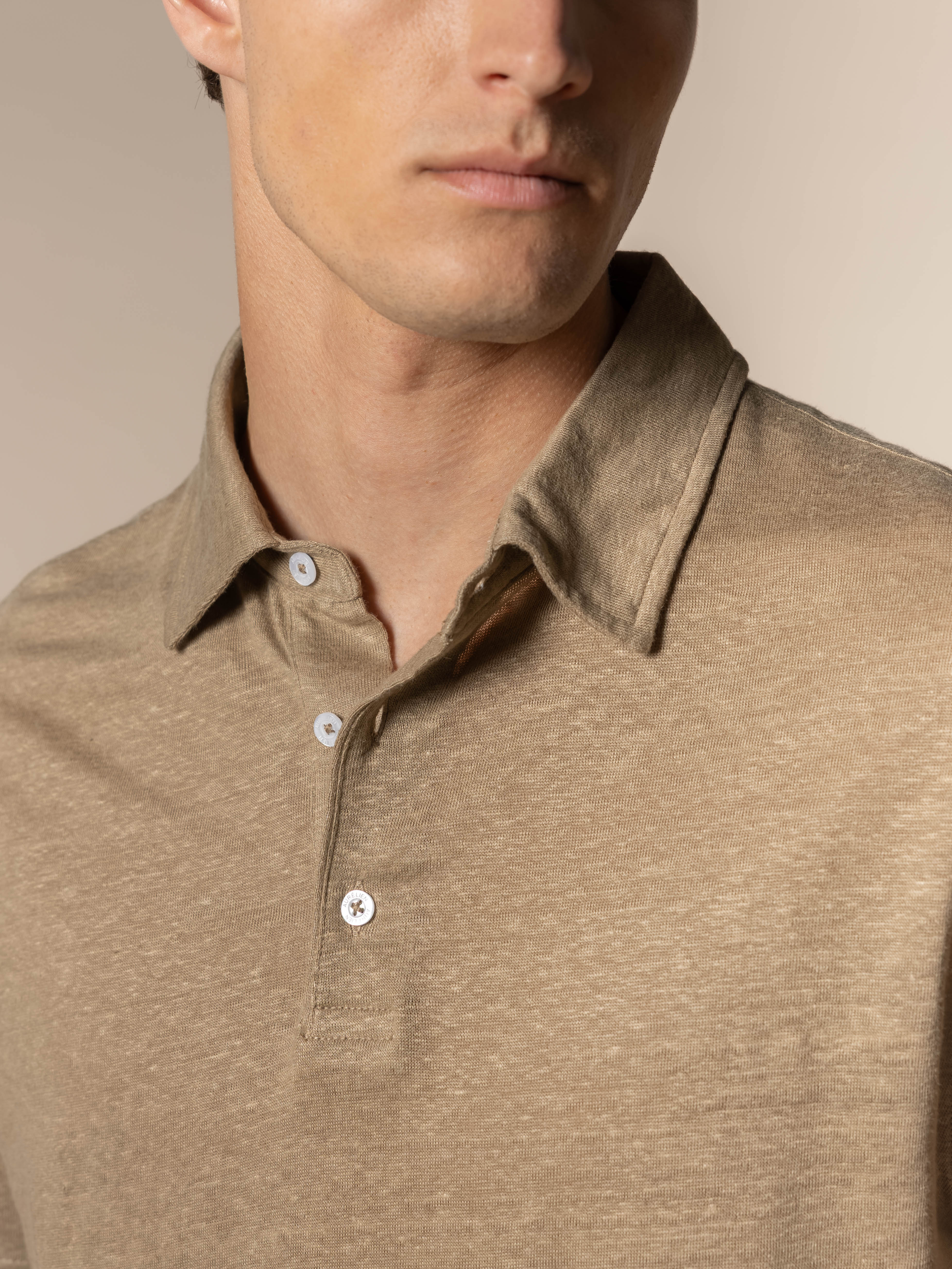 Dark Taupe Linen Polo Shirt
