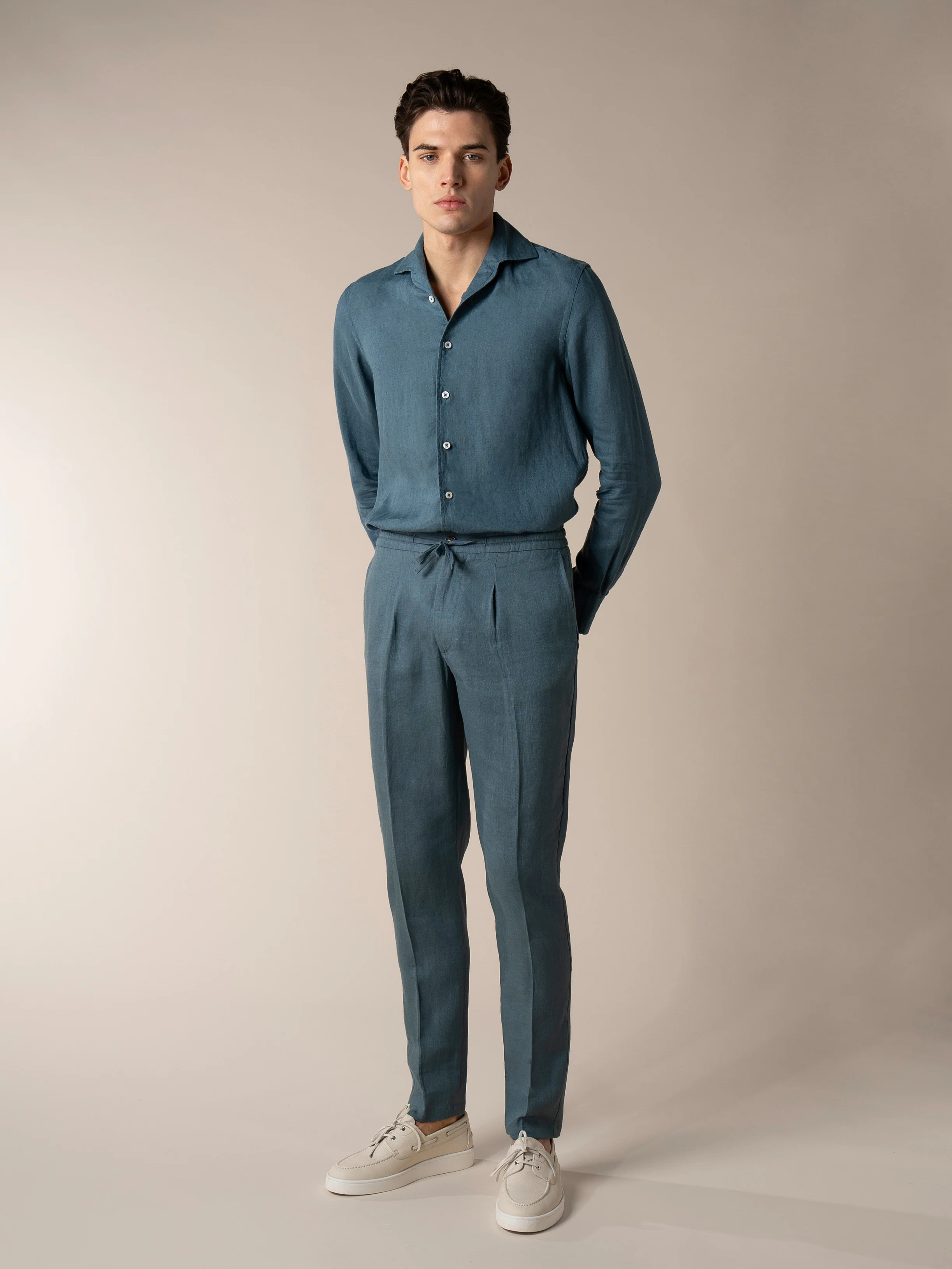 Sea Green Linen Seaside Trousers