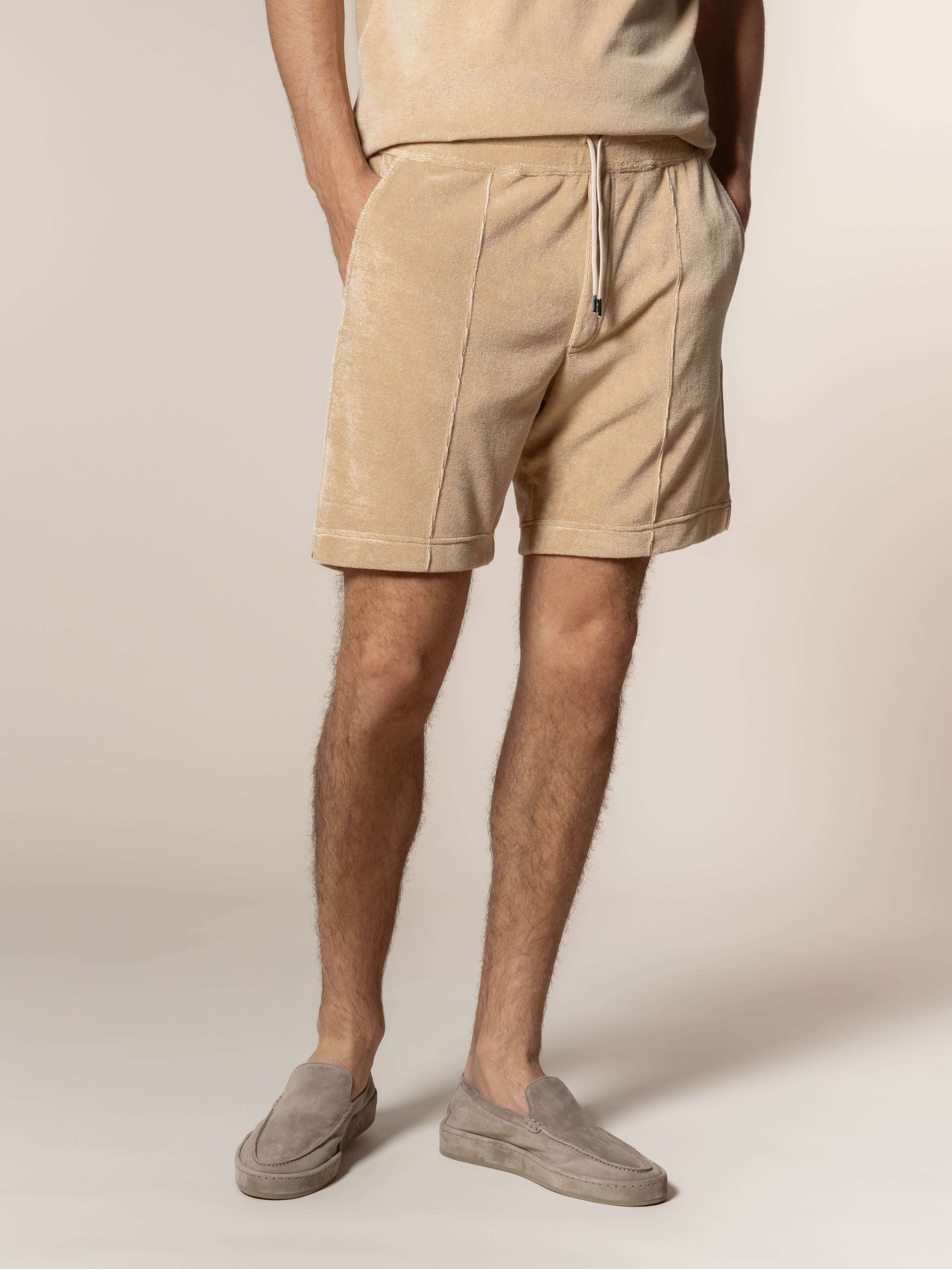 Beige Terry Towelling Leisure Shorts