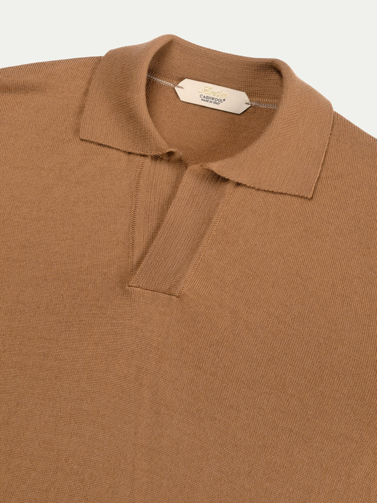 Extrafine Merino Buttonless Polo Rust