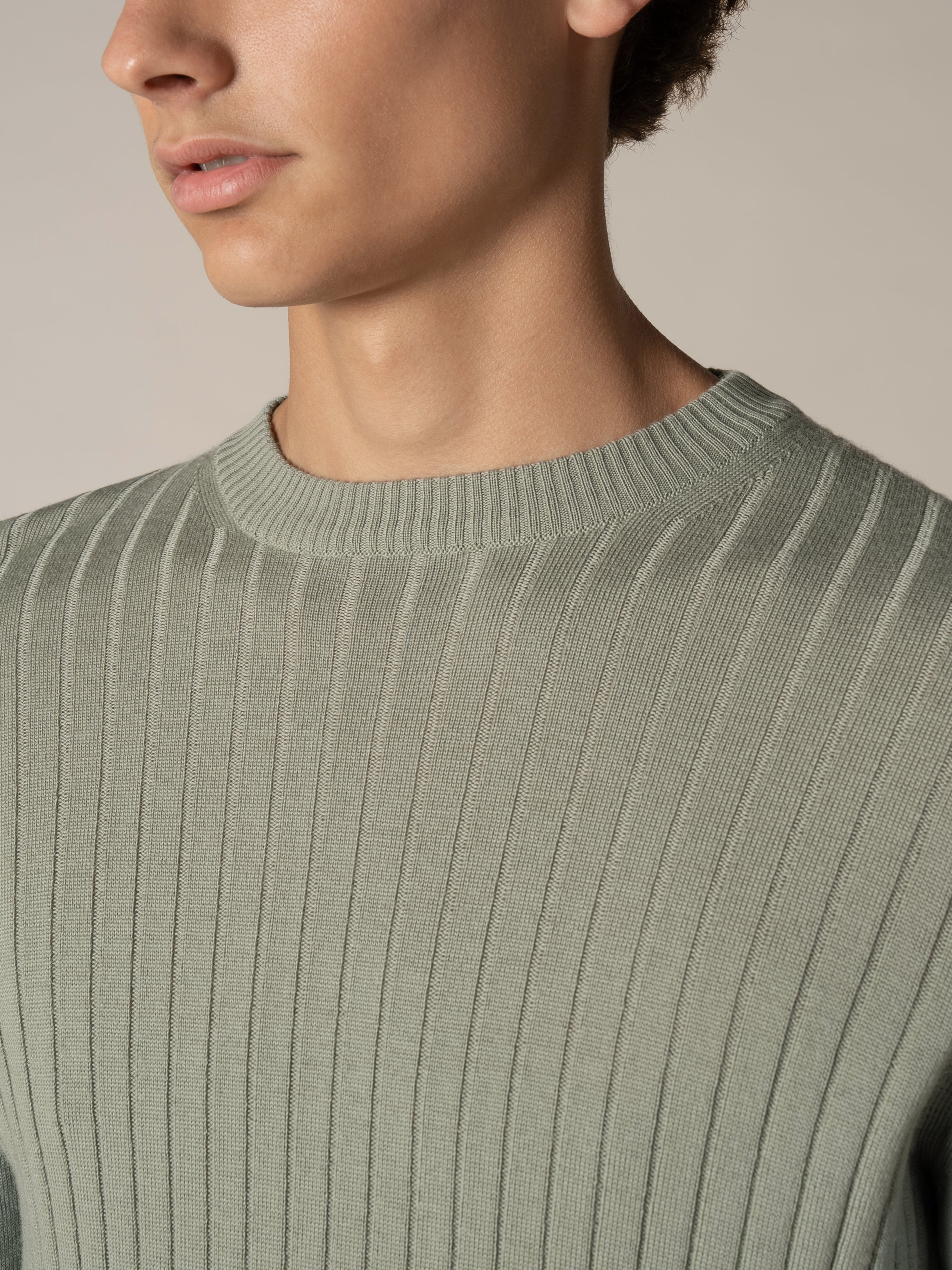 Pistache Ribbed City Crew