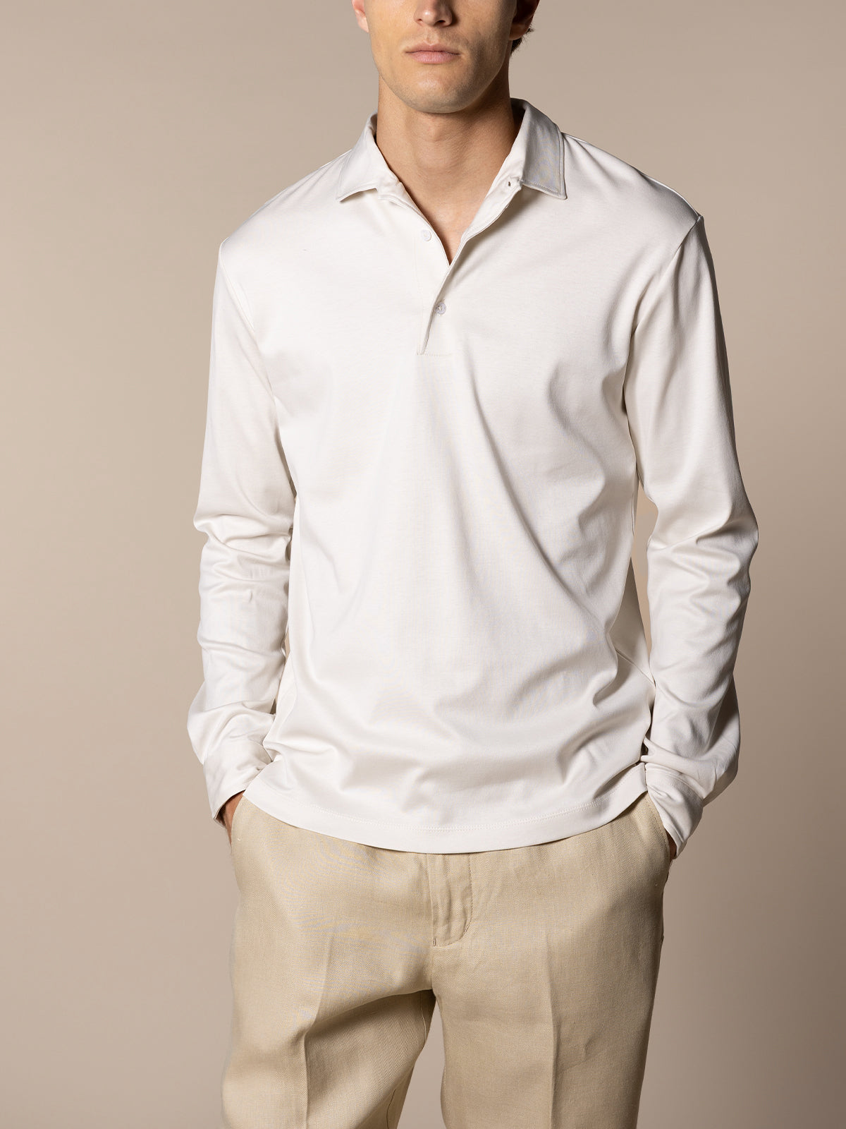 AUR1 Longsleeve Polo Ecru