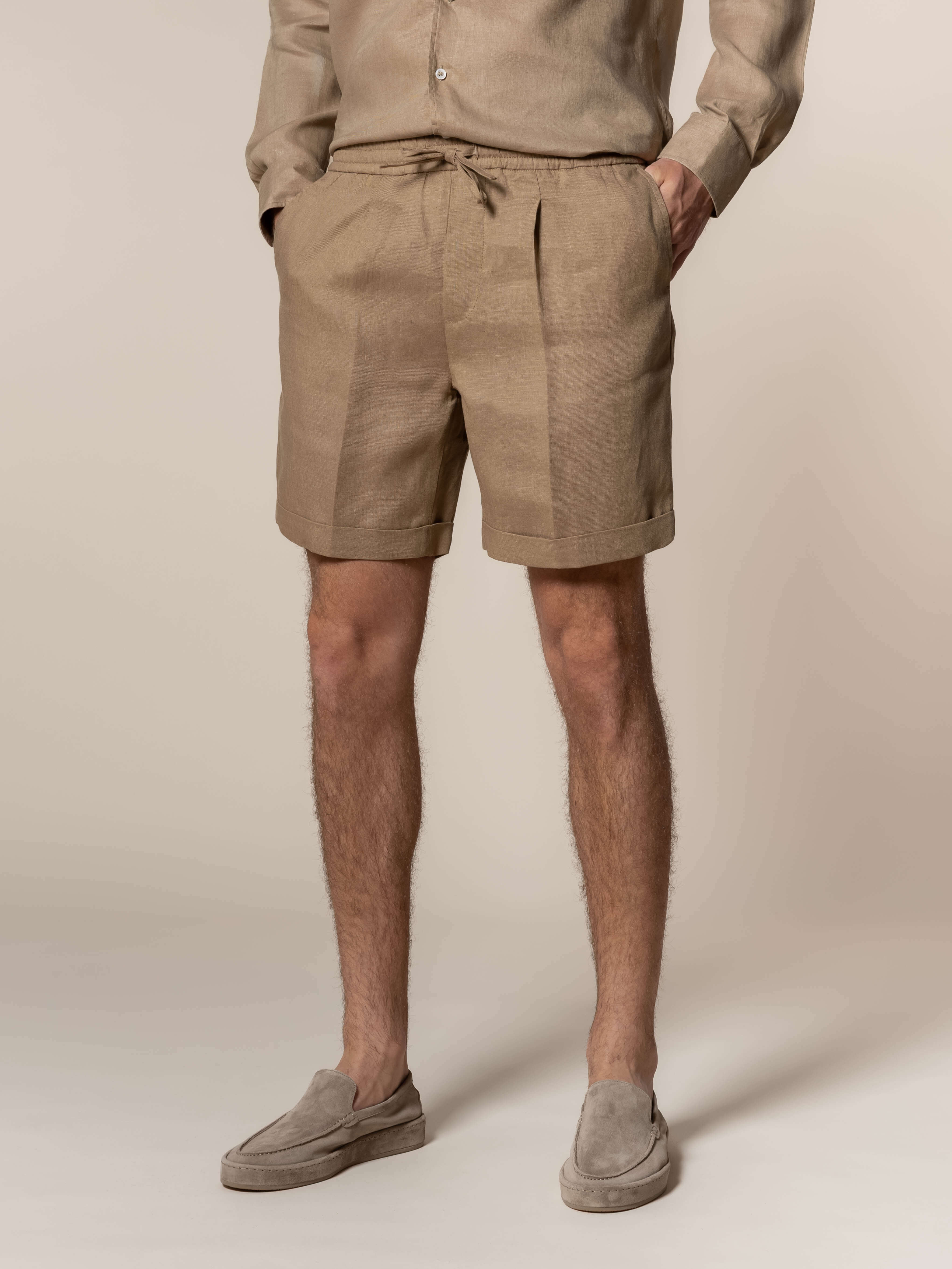 Dark Taupe Linen Seaside Shorts